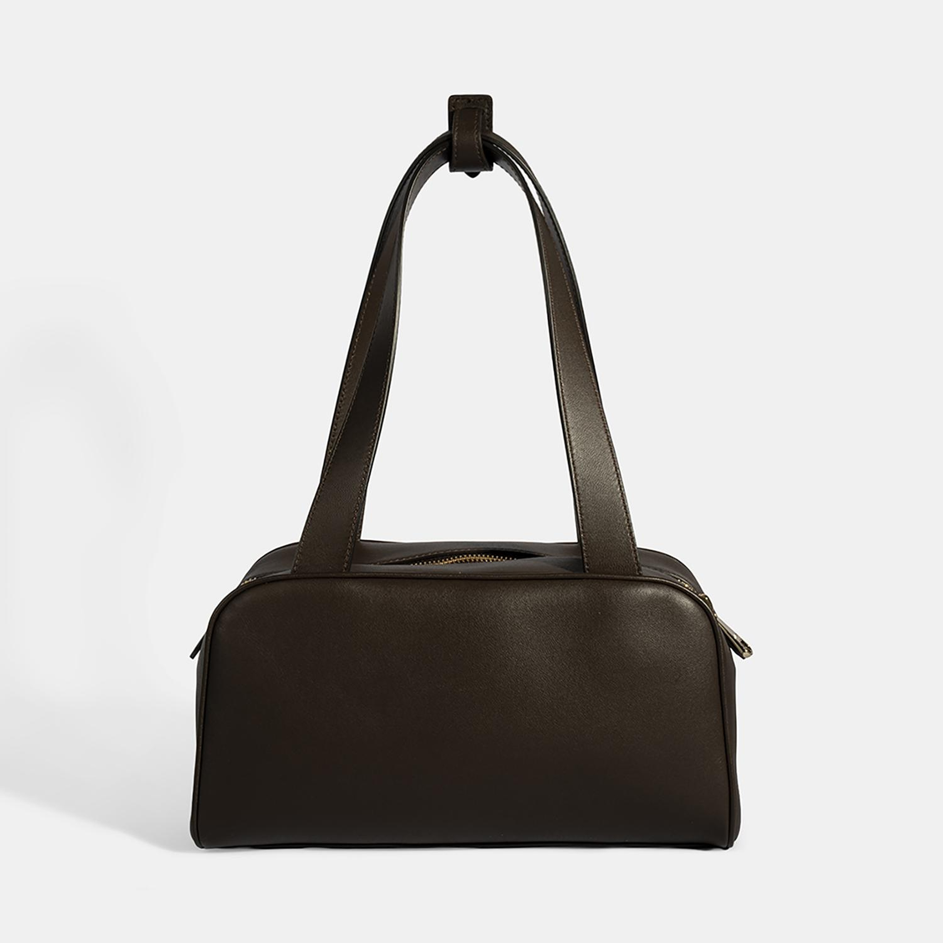 Kadın Koyu Kahve Monogram Logolu Deri Omuz Çantası