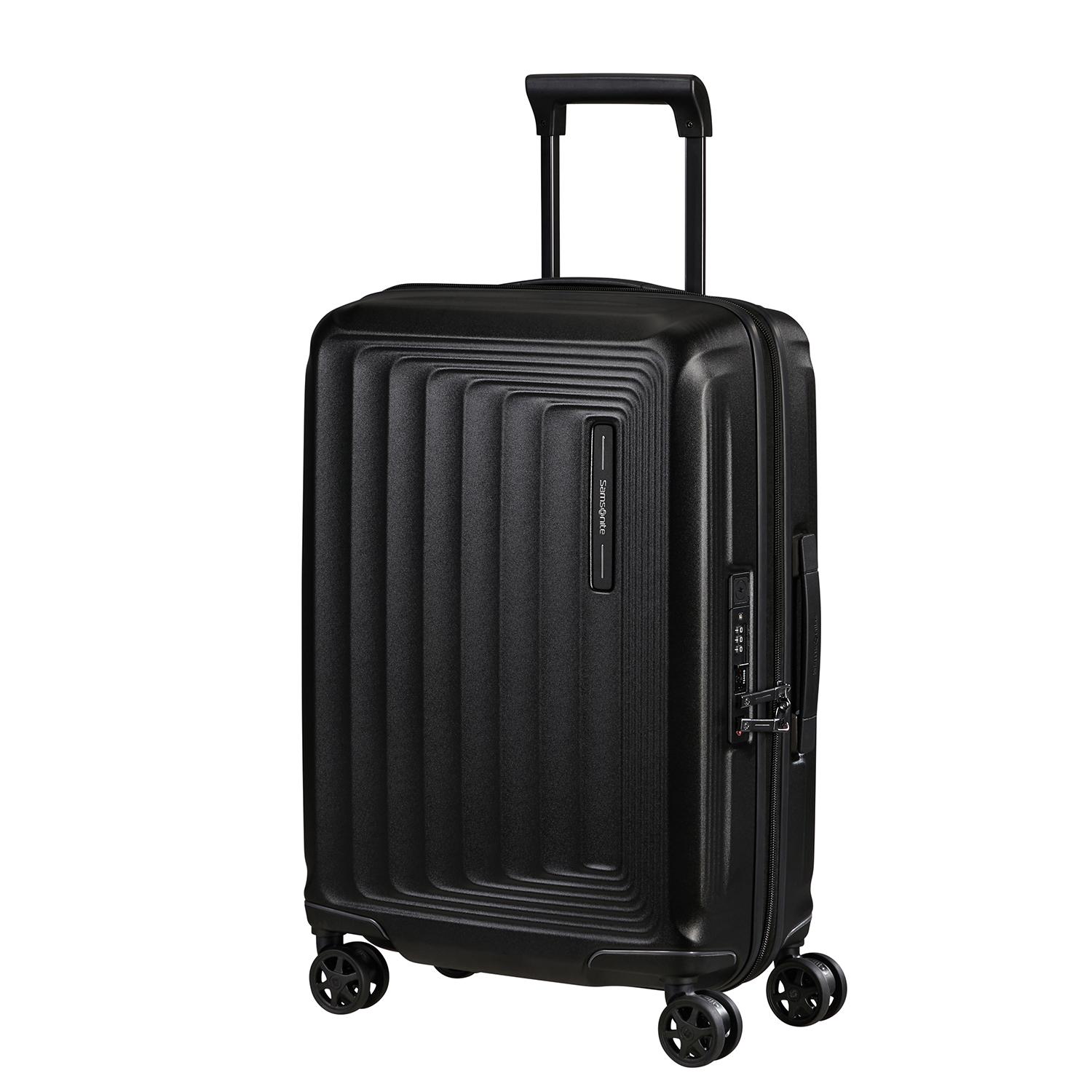 Samsonite Siyah Spinner Nuon Körüklü 4 Tekerlekli 55 cm Kabin Boy Valiz