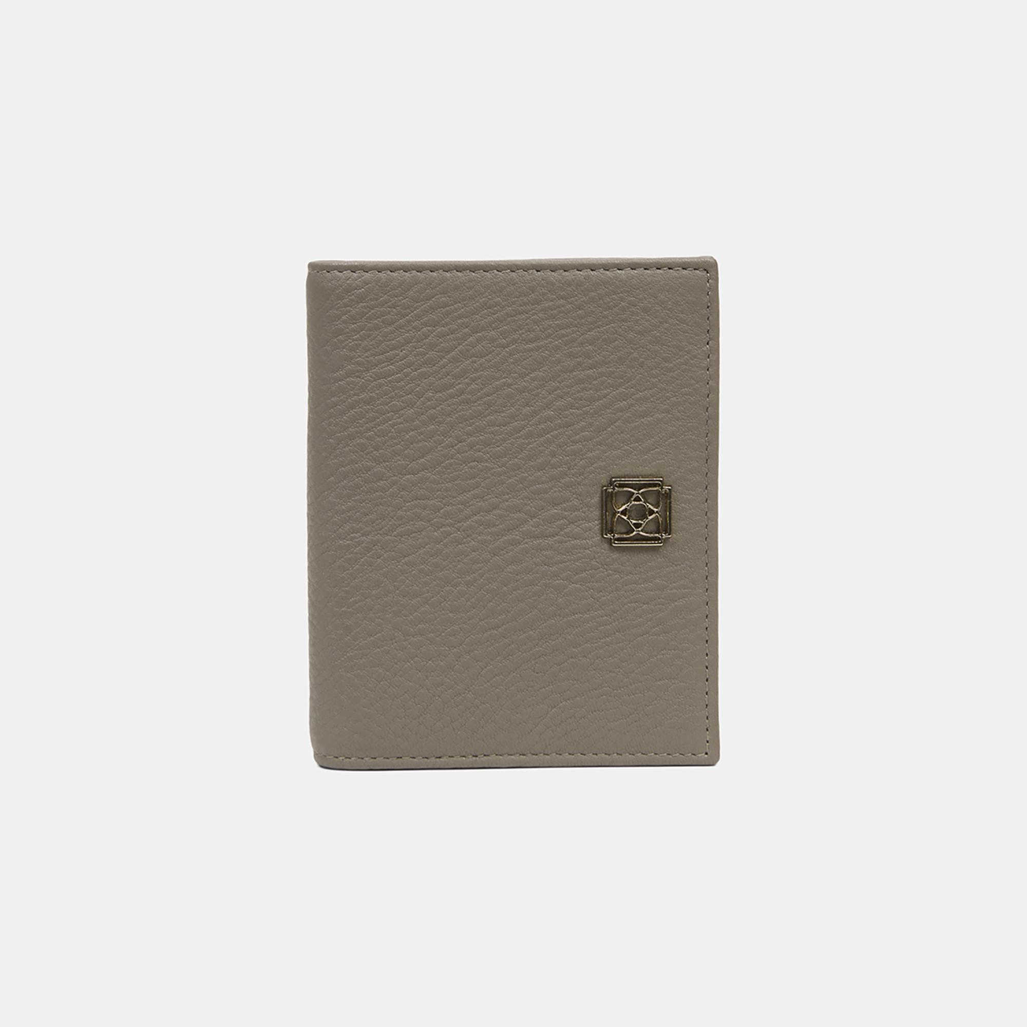 Kadın Gri Logolu Deri Dokulu Cüzdan