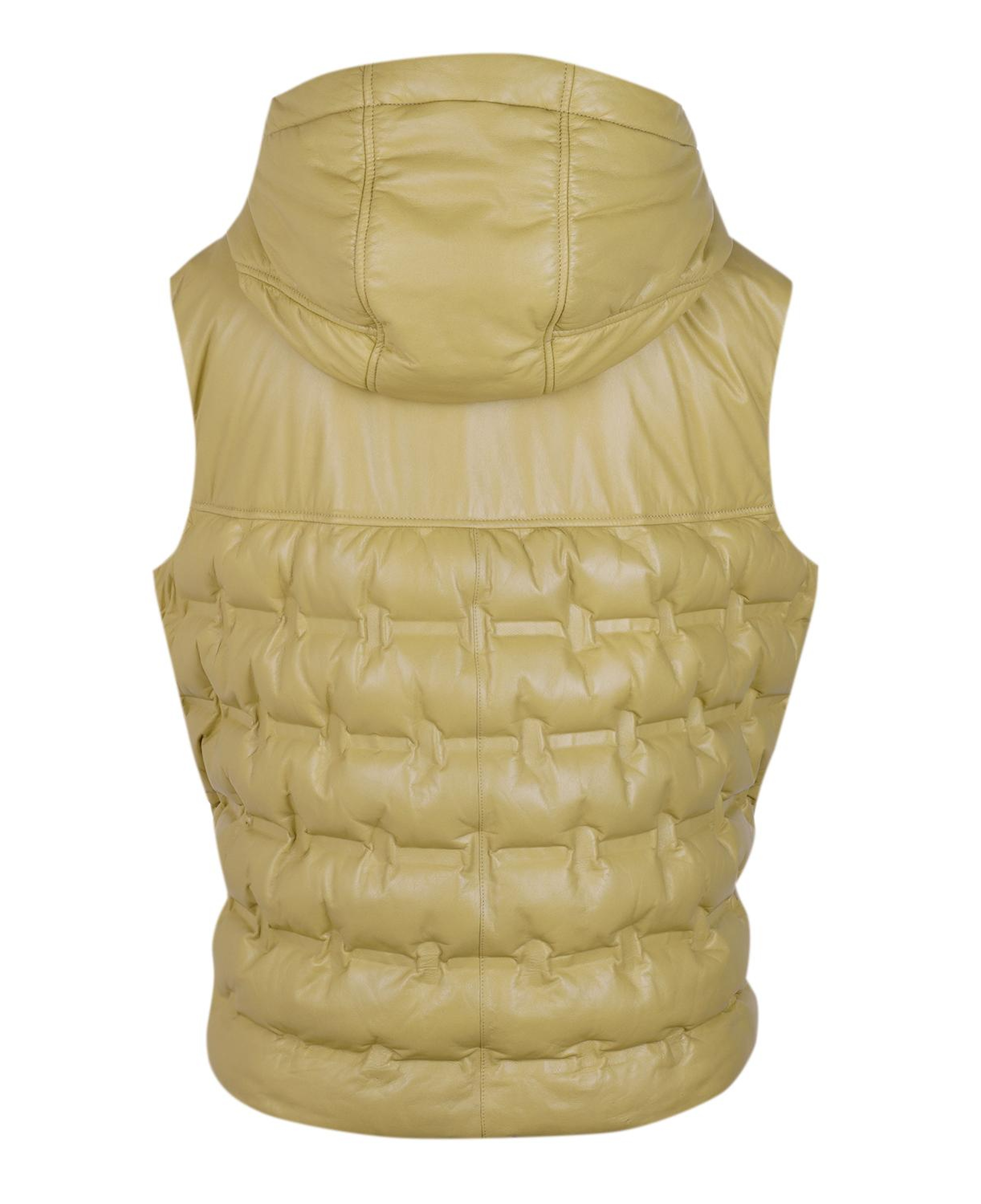 Anitra Kadın Yeşil Kapüşonlu Puffer Deri Yelek