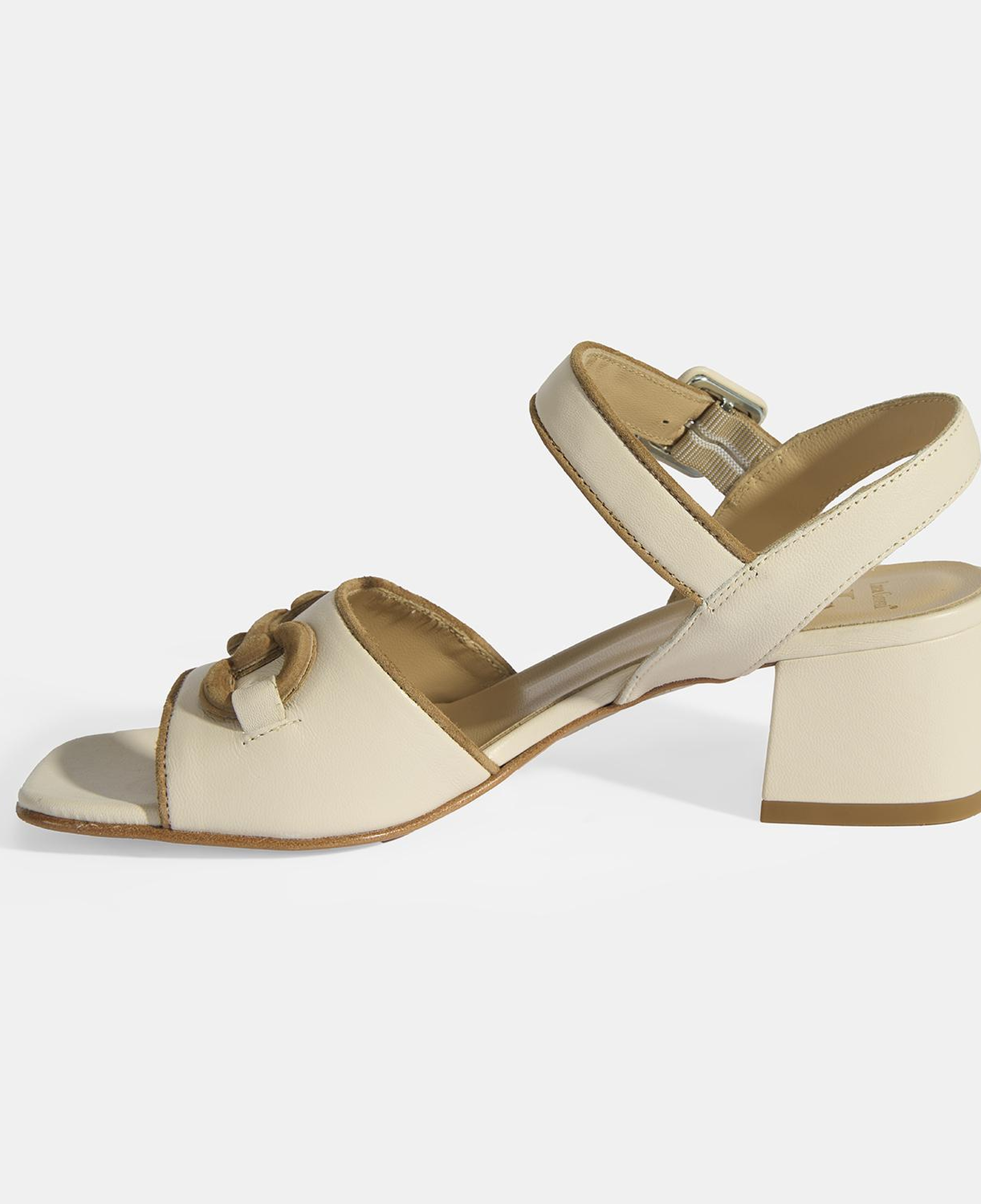 Luca Grossi Kadın Krem Ayarlanabilir Tokalı Deri Sandalet