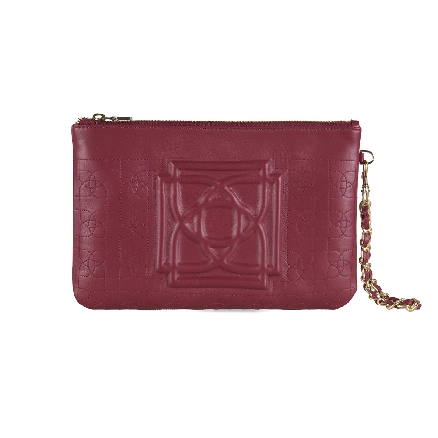 Vionya Bordo Nakışlı El Çantası