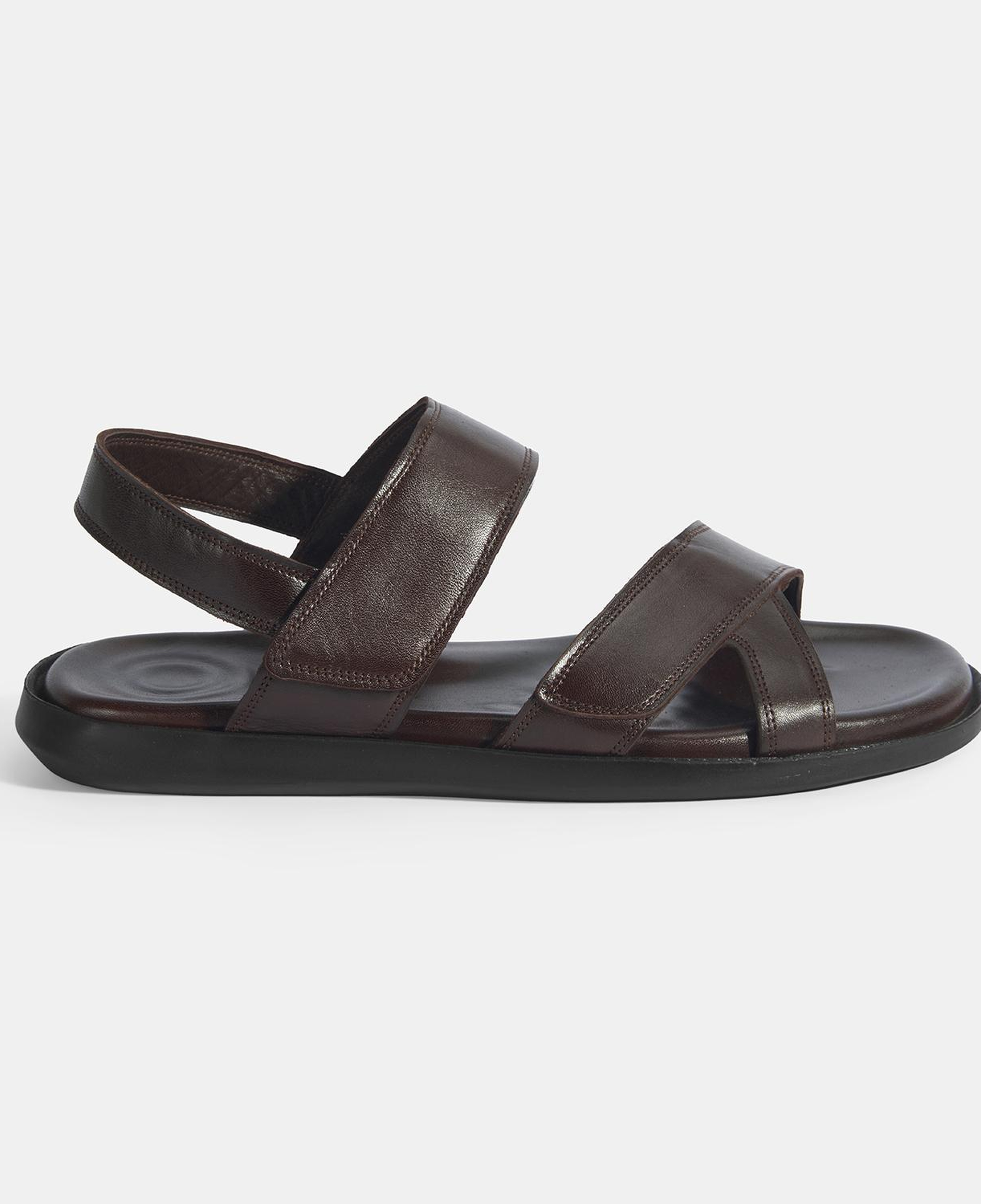 Erkek Kahve Cırt Detaylı Deri Sandalet