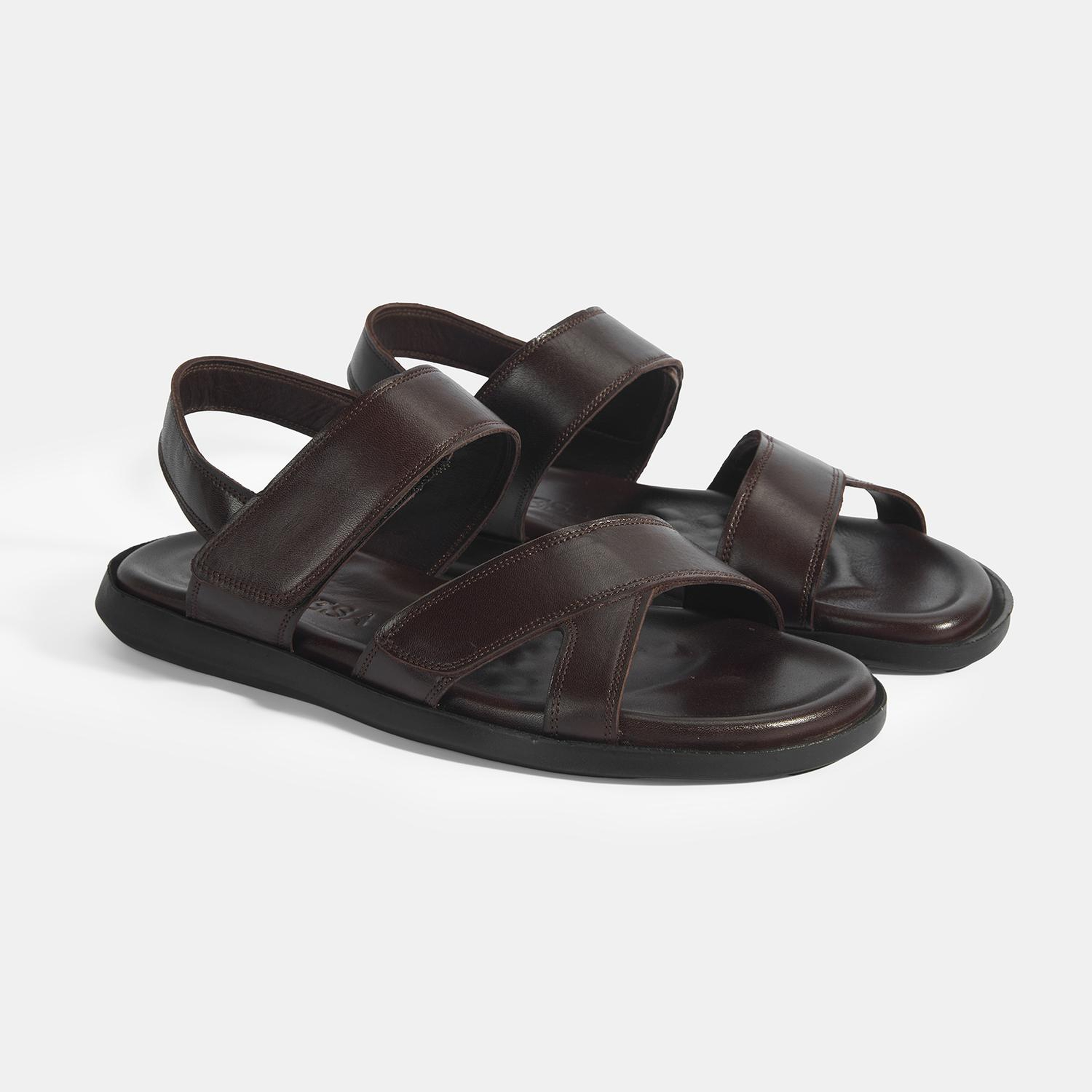 Erkek Kahve Cırt Detaylı Deri Sandalet