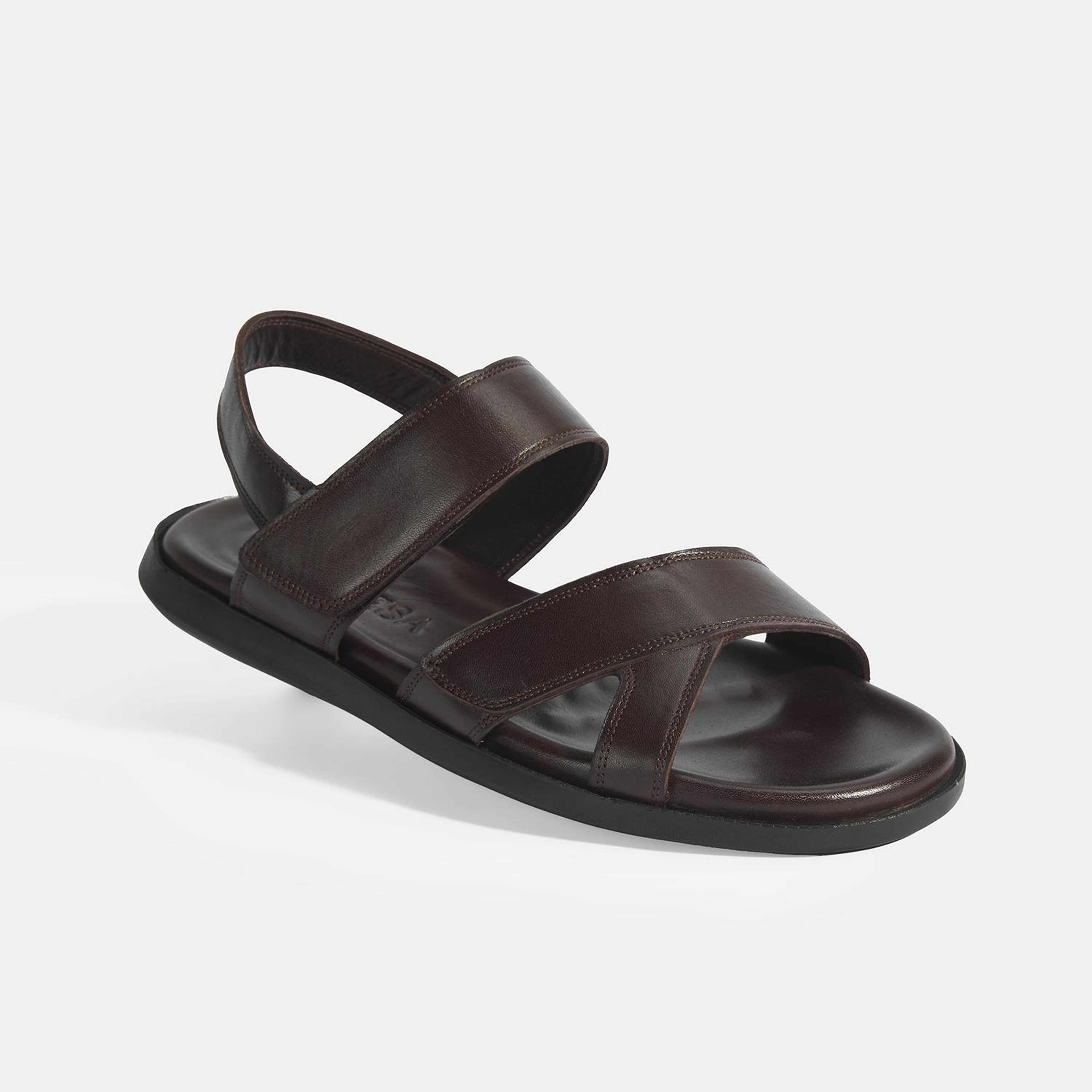 Erkek Kahve Cırt Detaylı Deri Sandalet