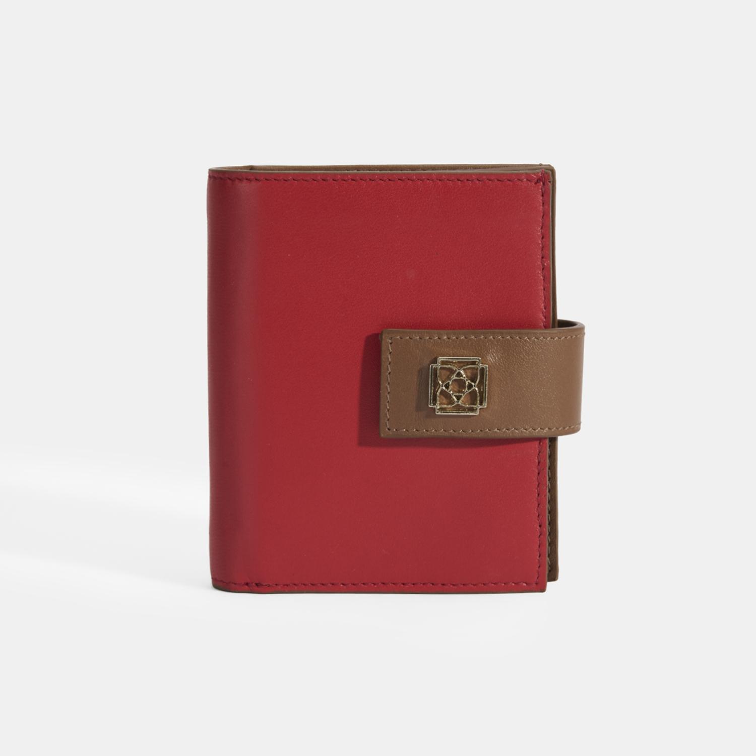 Kadın Kırmızı / Kahve Deri Cüzdan