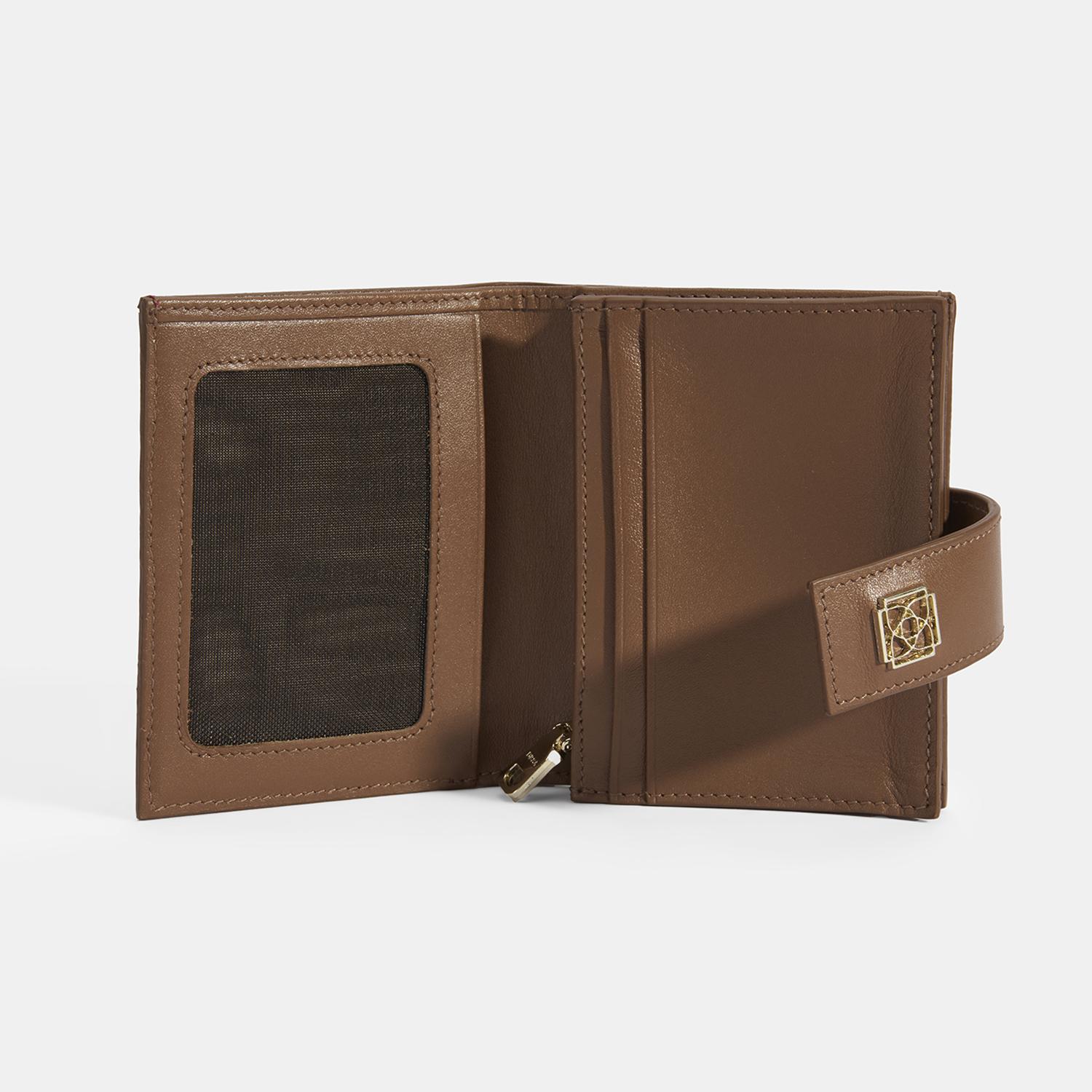 Kadın Kırmızı / Kahve Deri Cüzdan