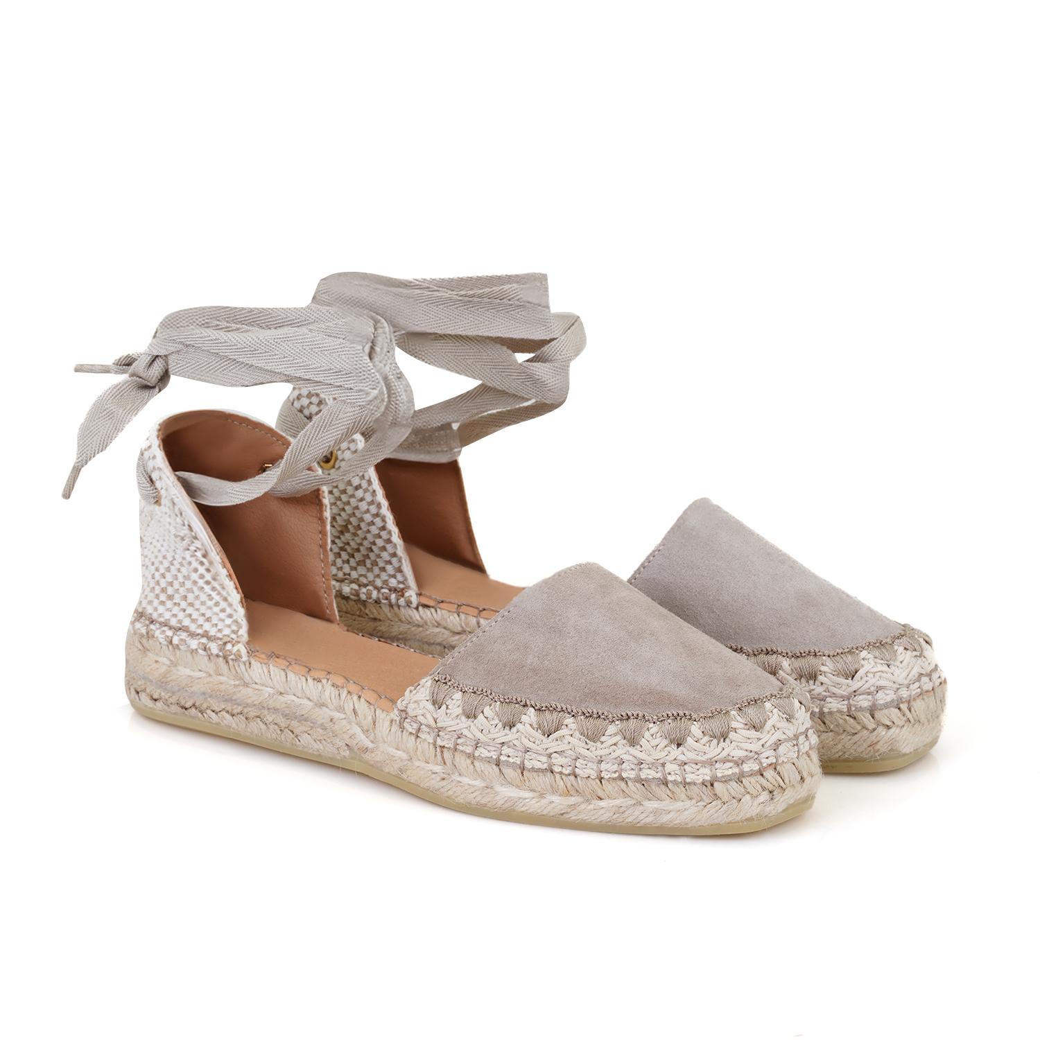 Kadın Vizon Deri Espadril Sandalet