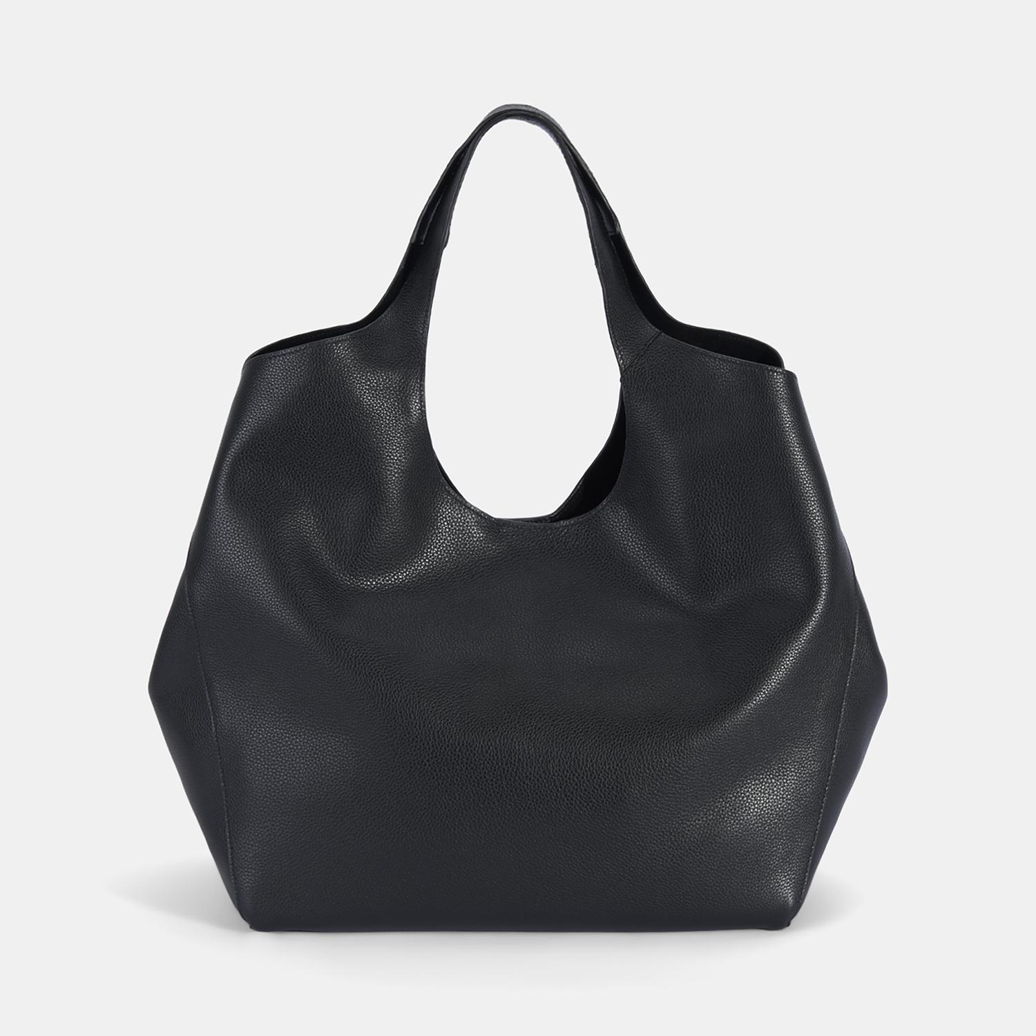 Kadın Siyah Deri Hobo Çanta