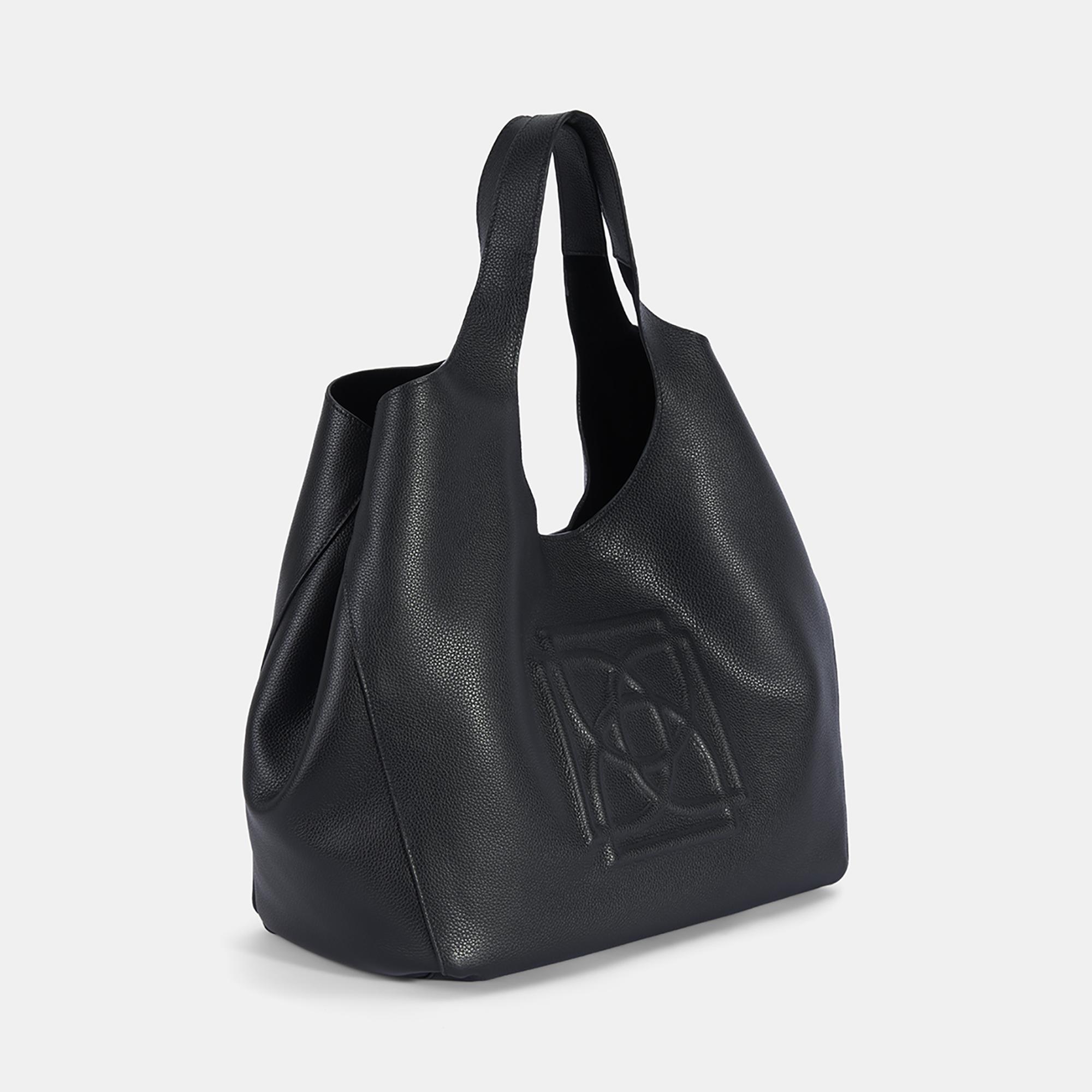 Kadın Siyah Deri Hobo Çanta