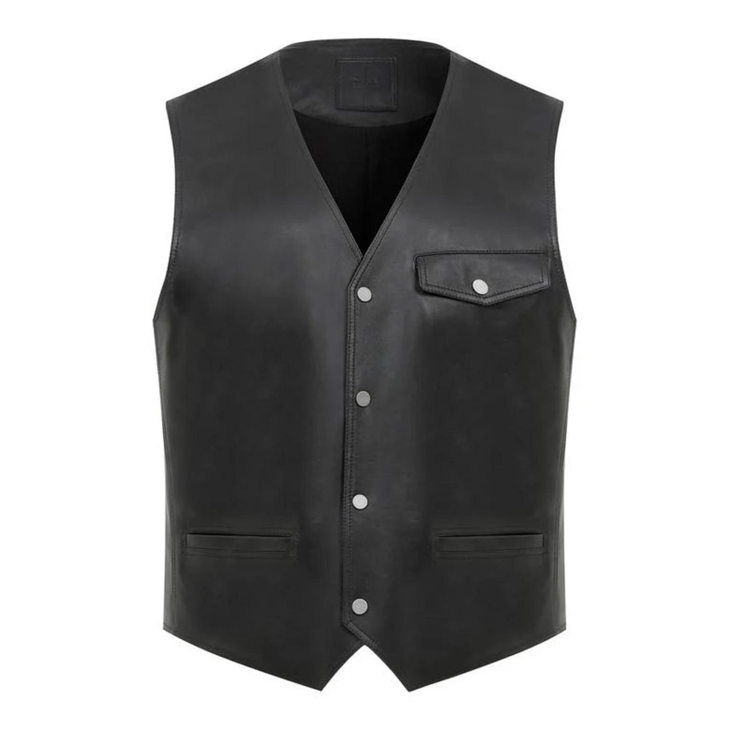 Aditsan Siyah Erkek Deri Yelek