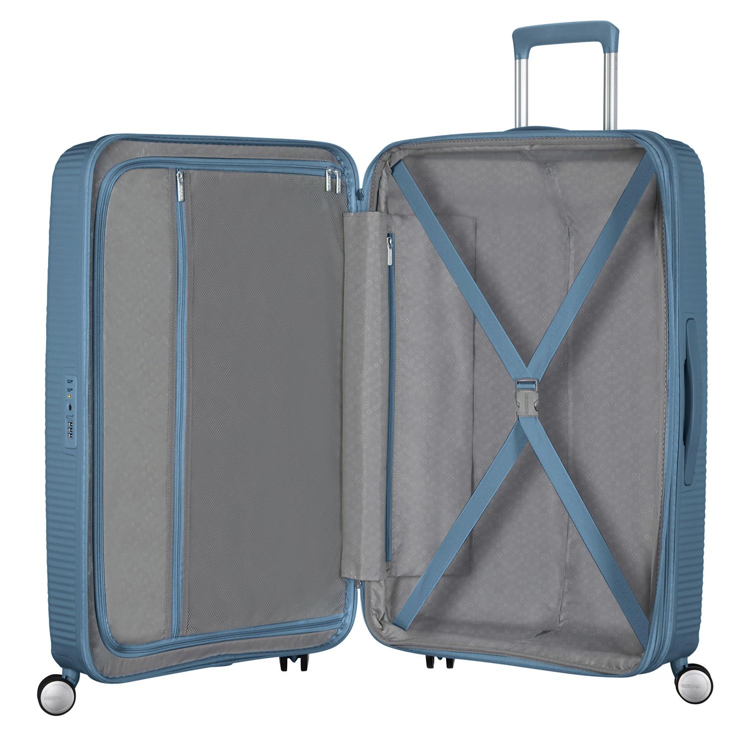 American Tourister Mavi Soundbox - Körüklü 67 cm Orta Boy Sert Valiz