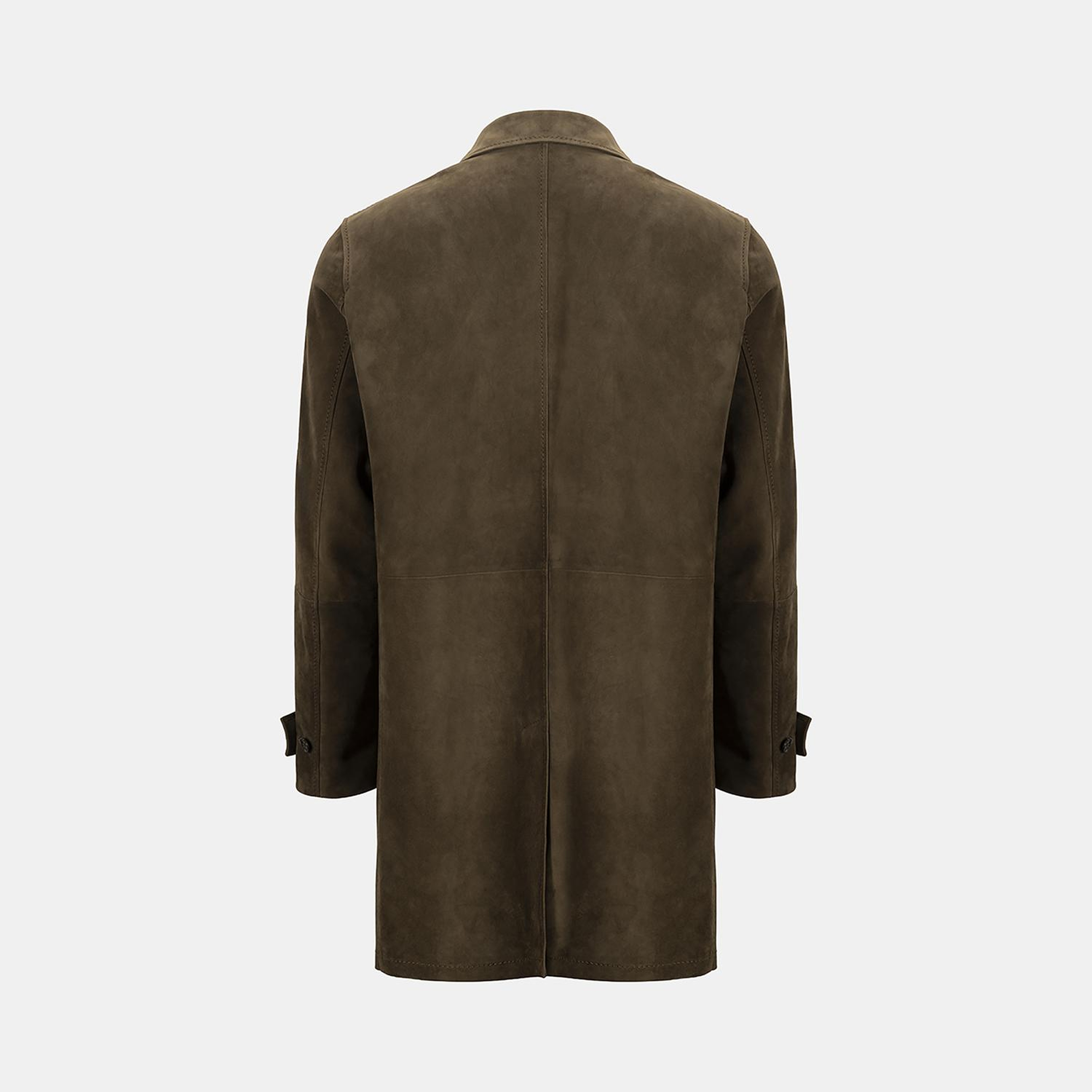 Erkek Haki Gömlek Yakalı Düğmeli Süet Deri Ceket