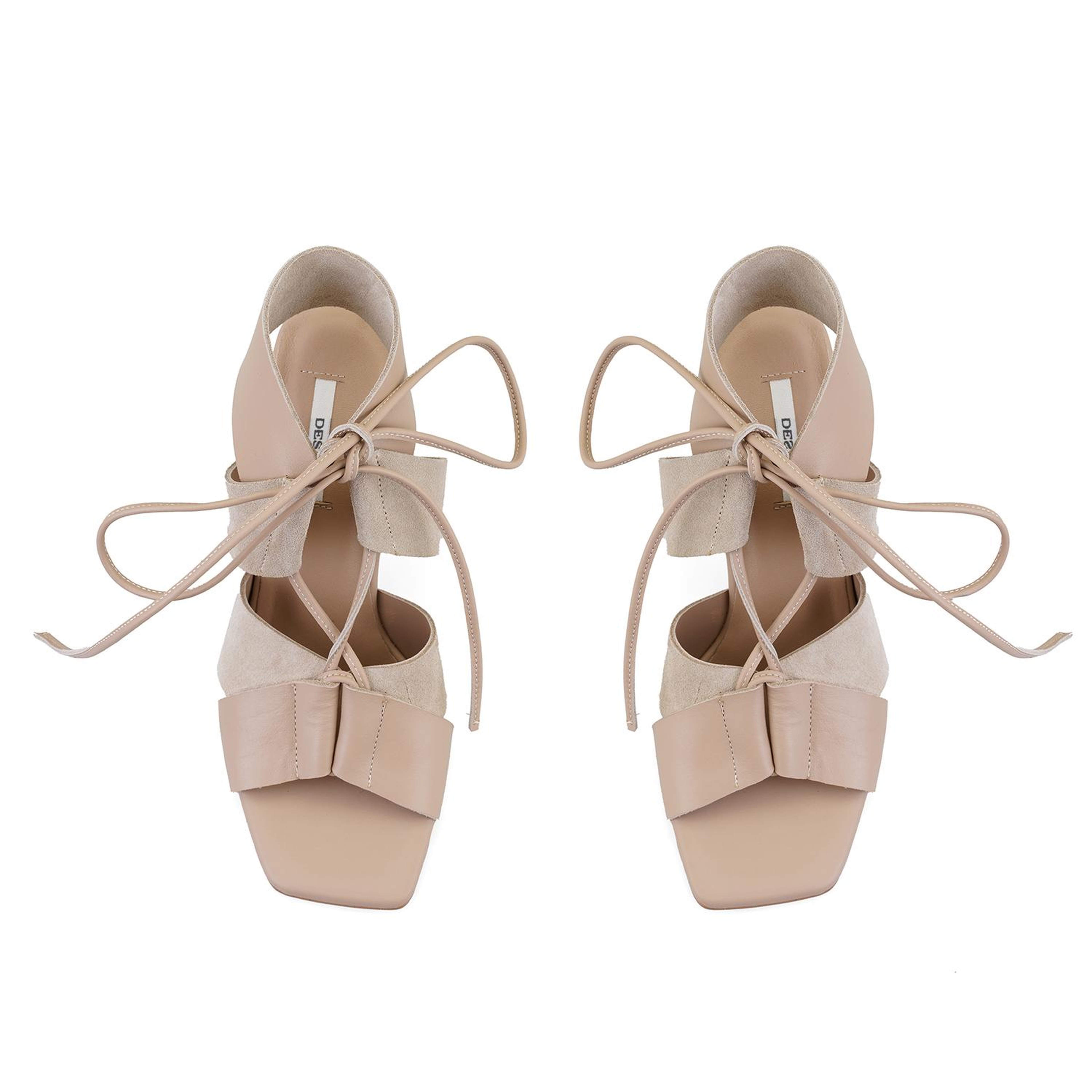 Kadın Bej Topuklu Deri Sandalet