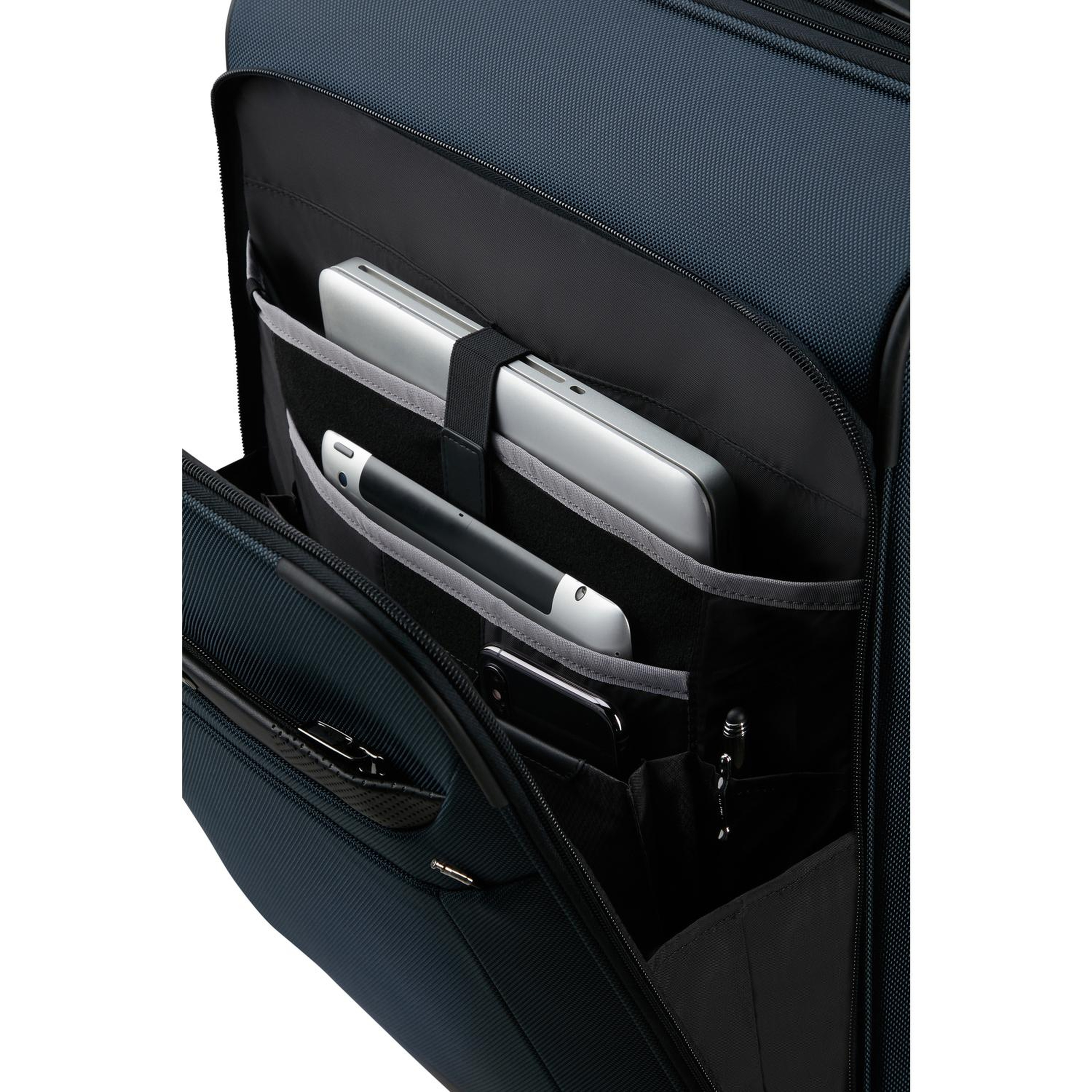 Samsonite Lacivert Pro-Dlx-6 Spinner - Körüklü 4 Tekerlekli Kabin Boy Valiz 55 cm