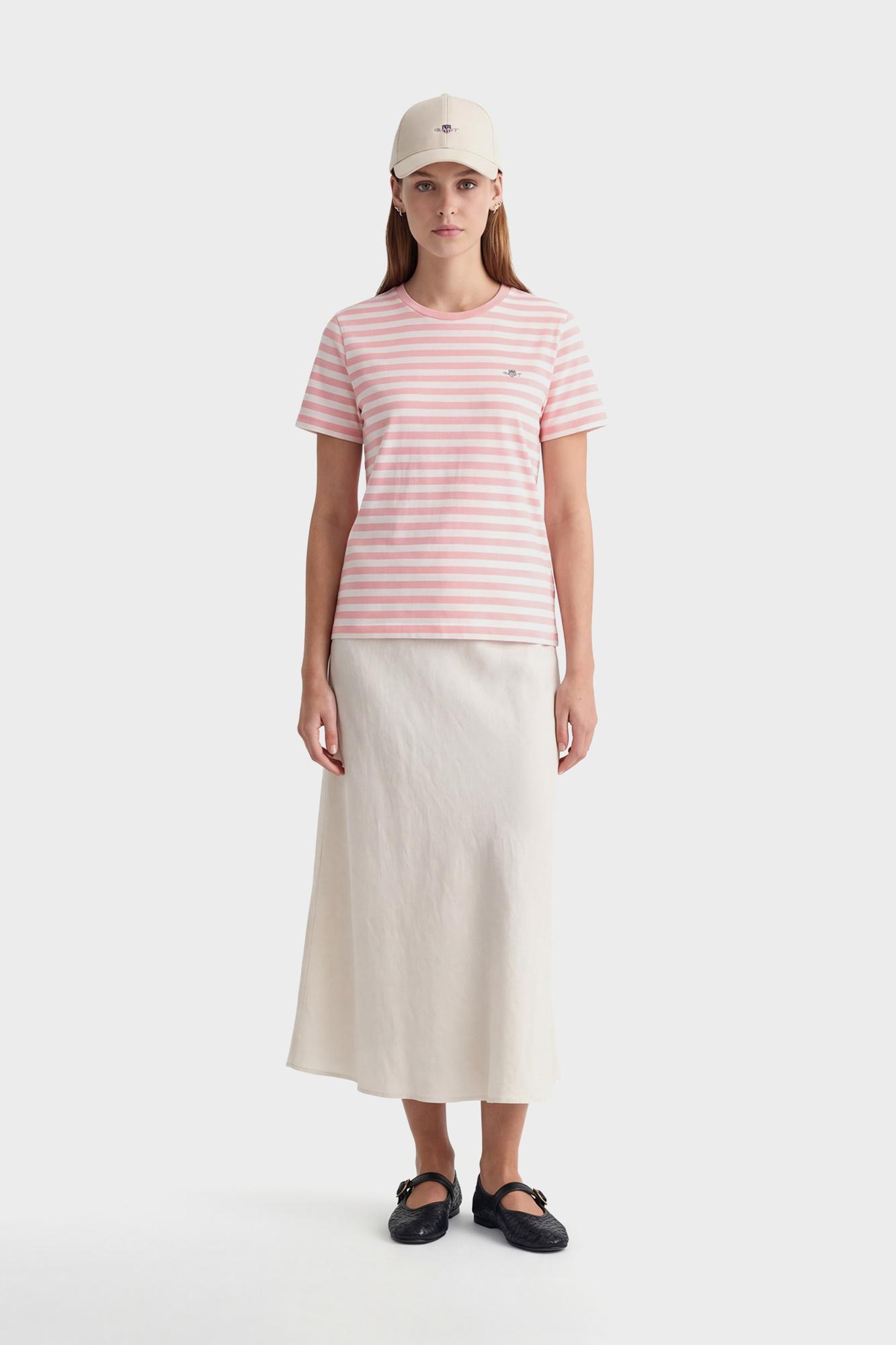 GANT Kadın Pembe Bisiklet Yaka Regular Fit Logolu T-Shirt