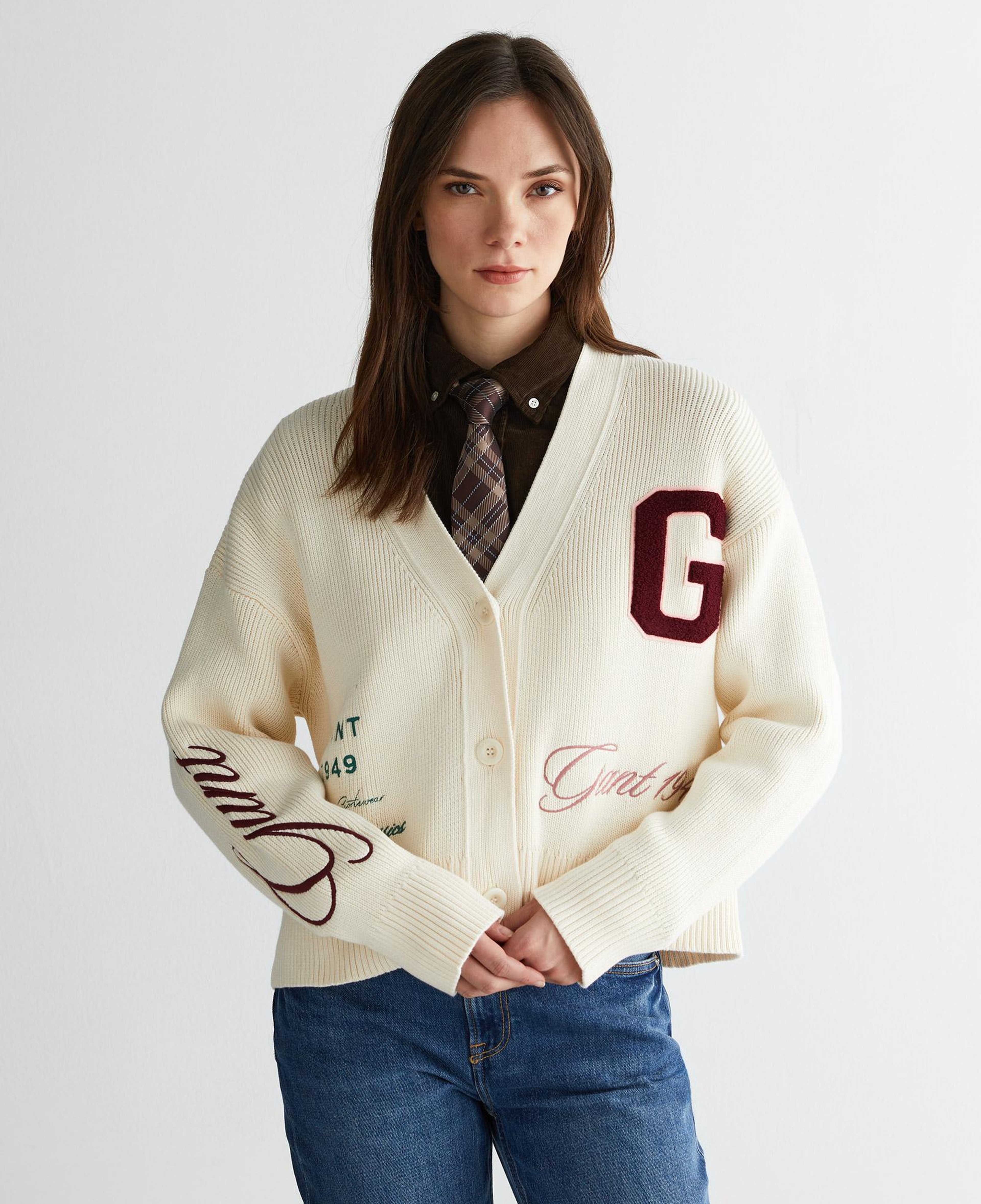 GANT Kadın Krem Relaxed Fit Triko Hırka