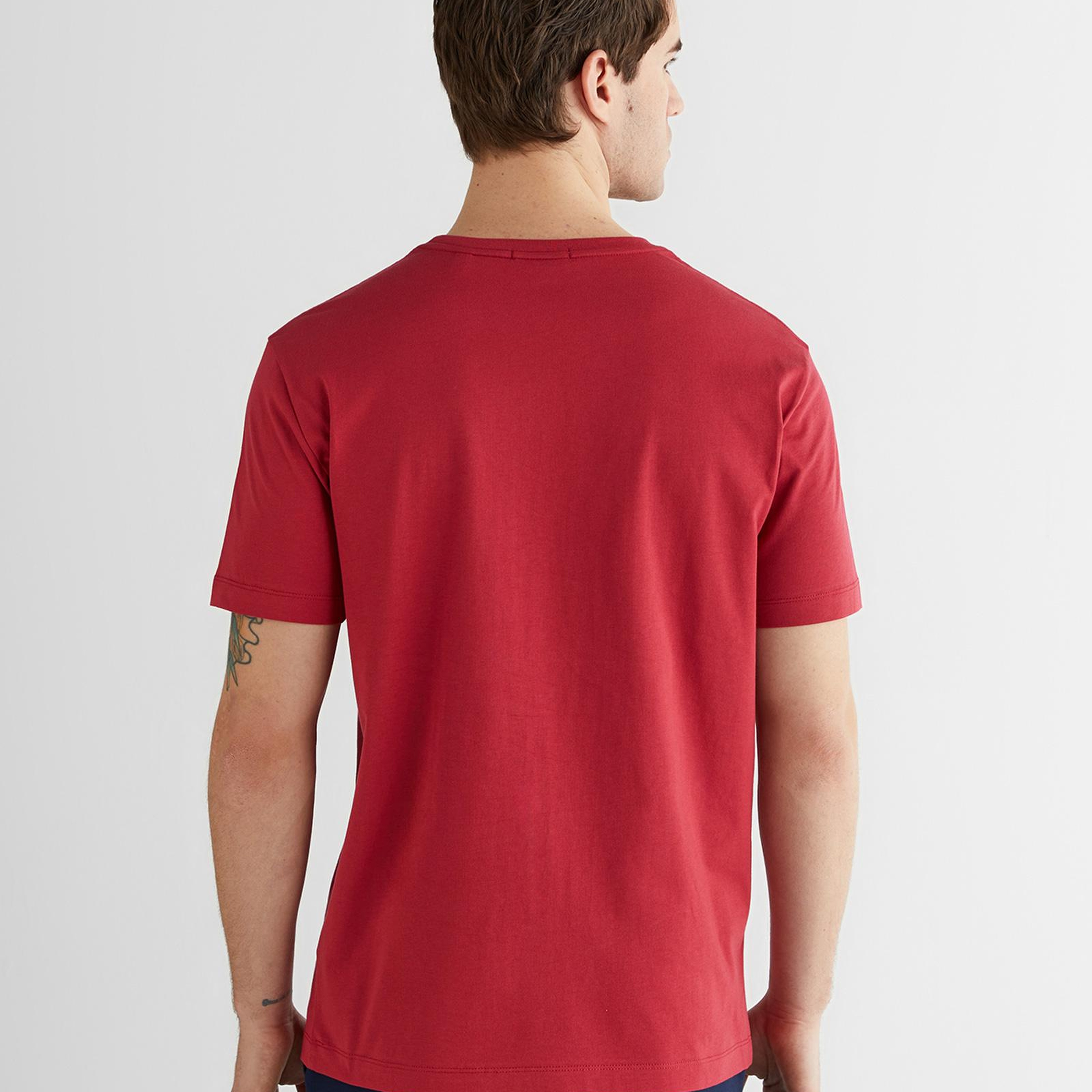 GANT Erkek Kırmızı Bisiklet Yaka Regular Fit Logolu T-Shirt