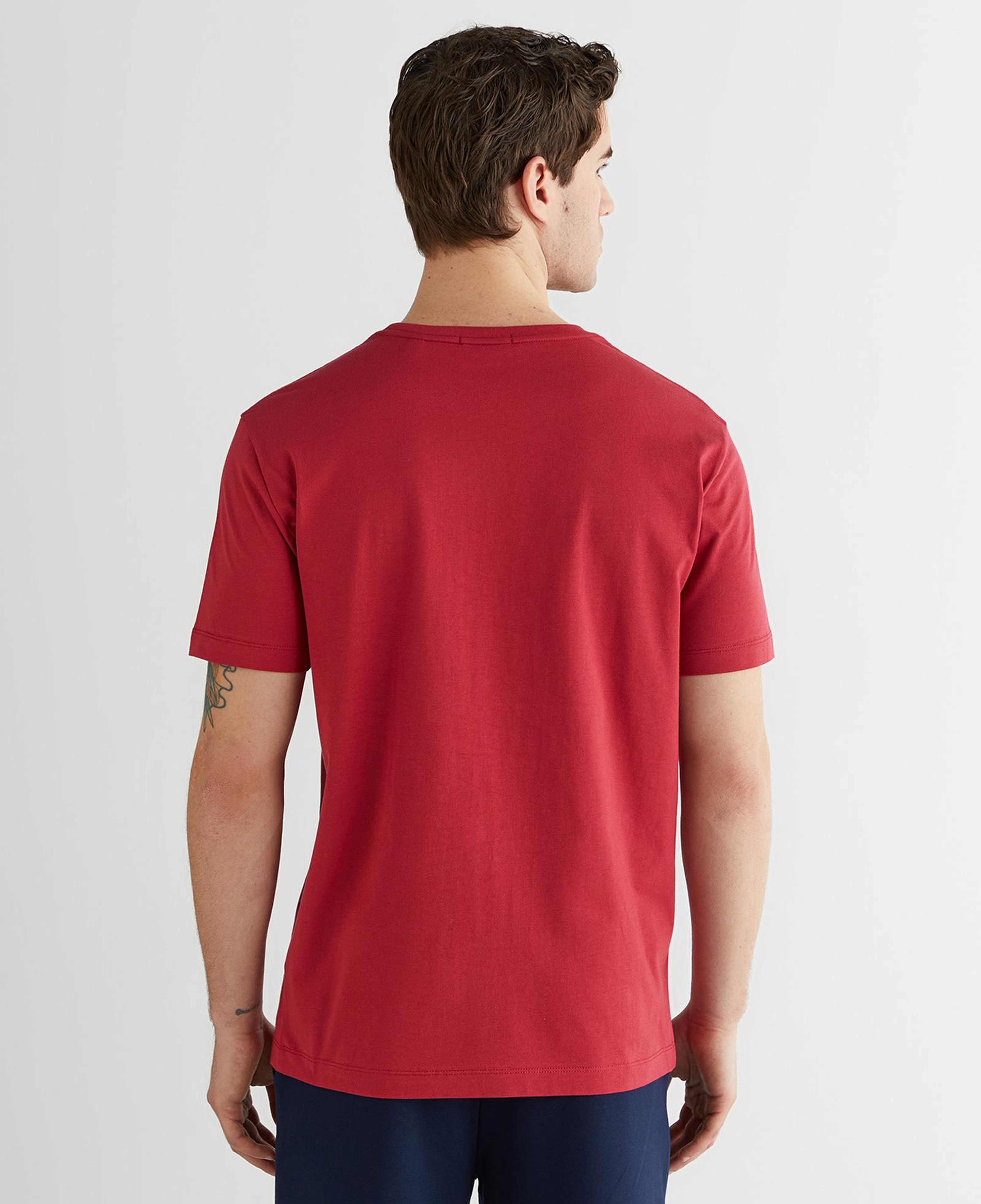 GANT Erkek Kırmızı Bisiklet Yaka Regular Fit Logolu T-Shirt