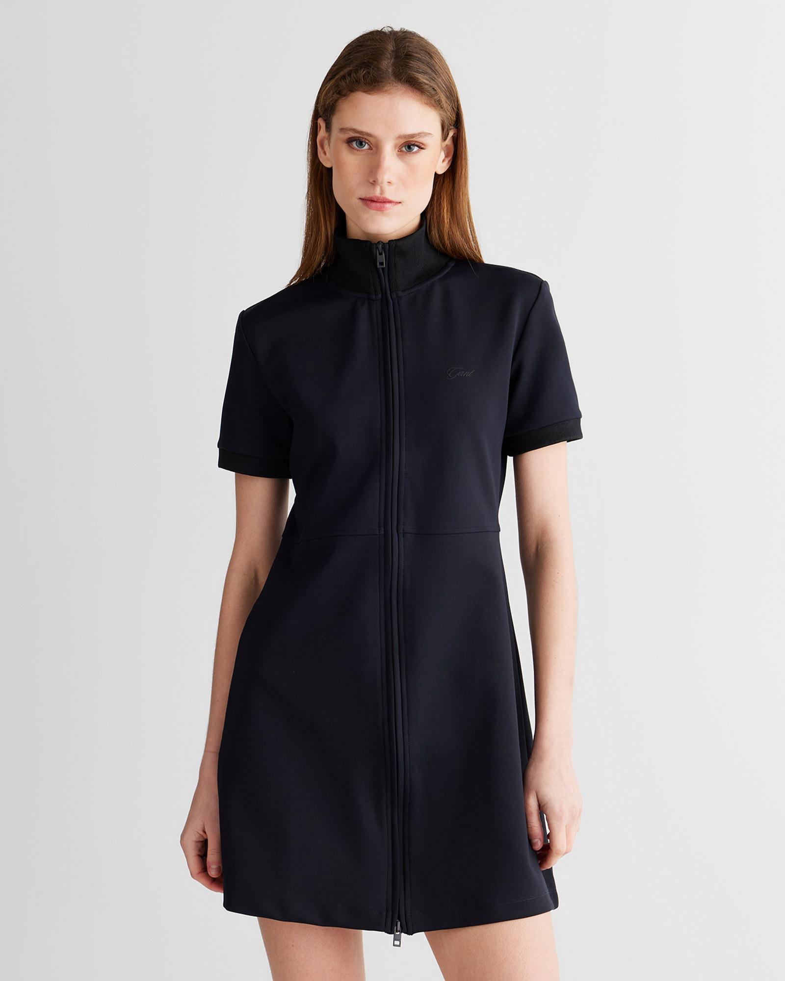 GANT Kadın Siyah Regular Fit Fermuarlı Elbise
