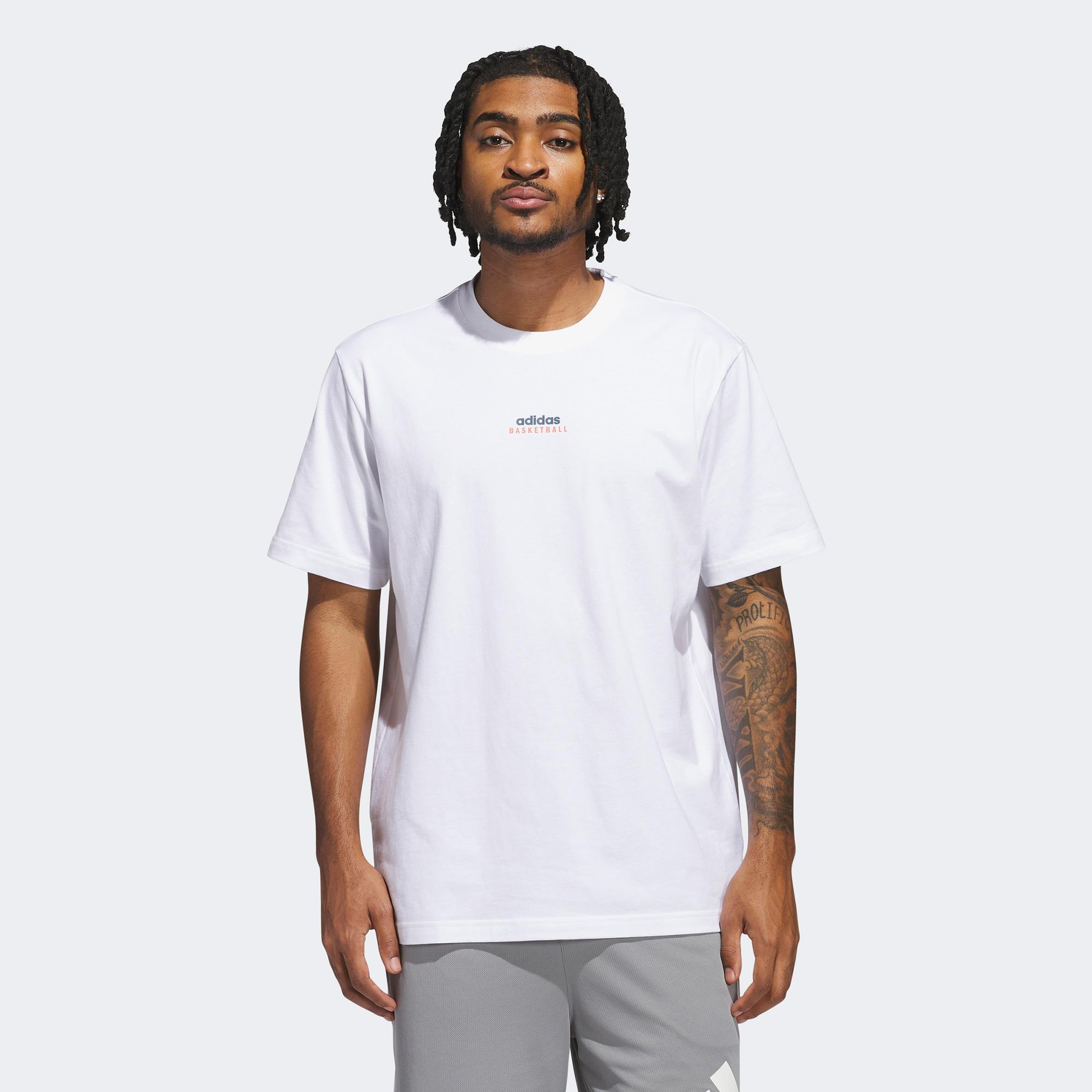 adidas We Ball Together Graphic Erkek Beyaz Basketbol T-Shirt