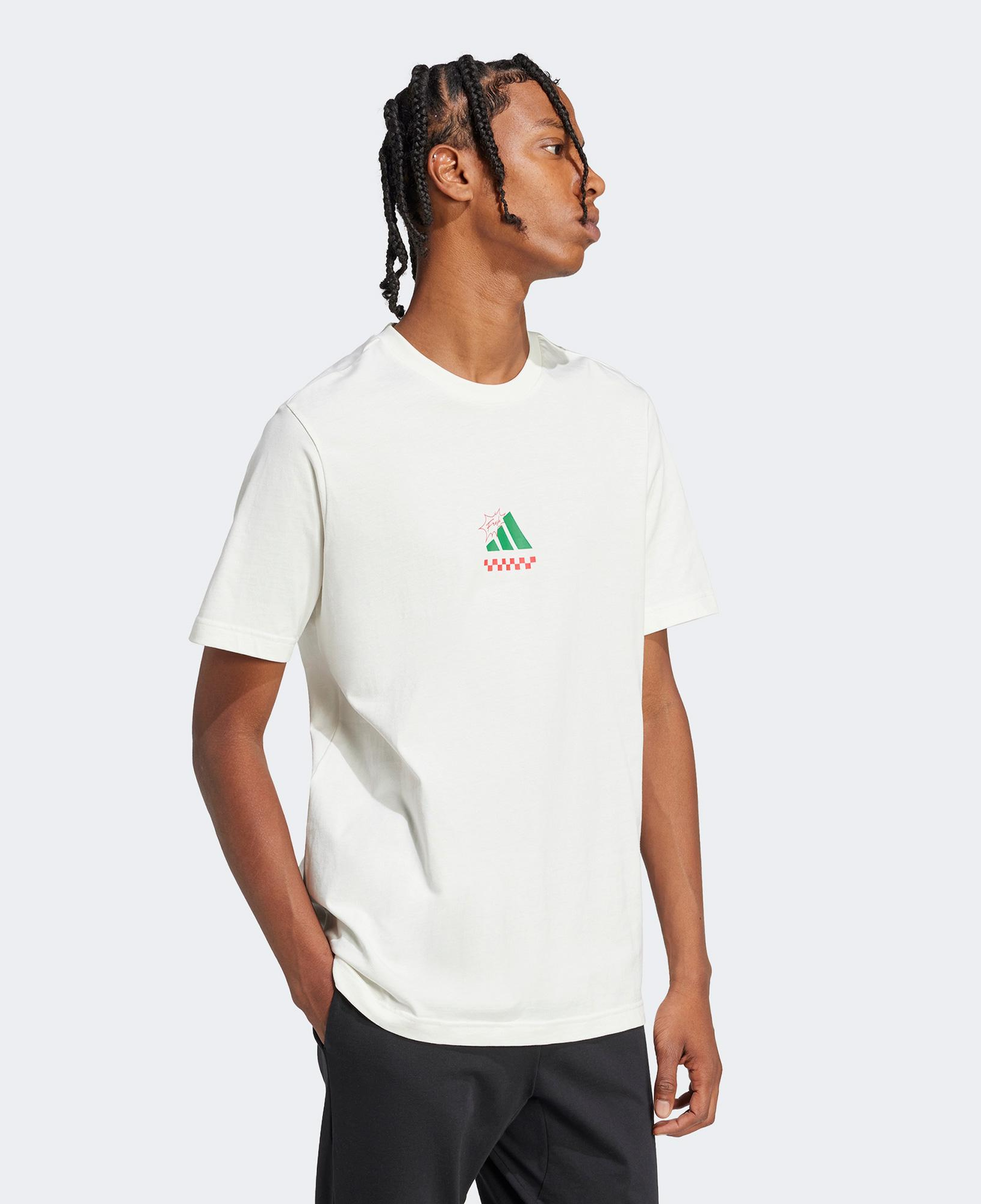 adidas Lounge Pizza Graphic Erkek Beyaz T-Shirt