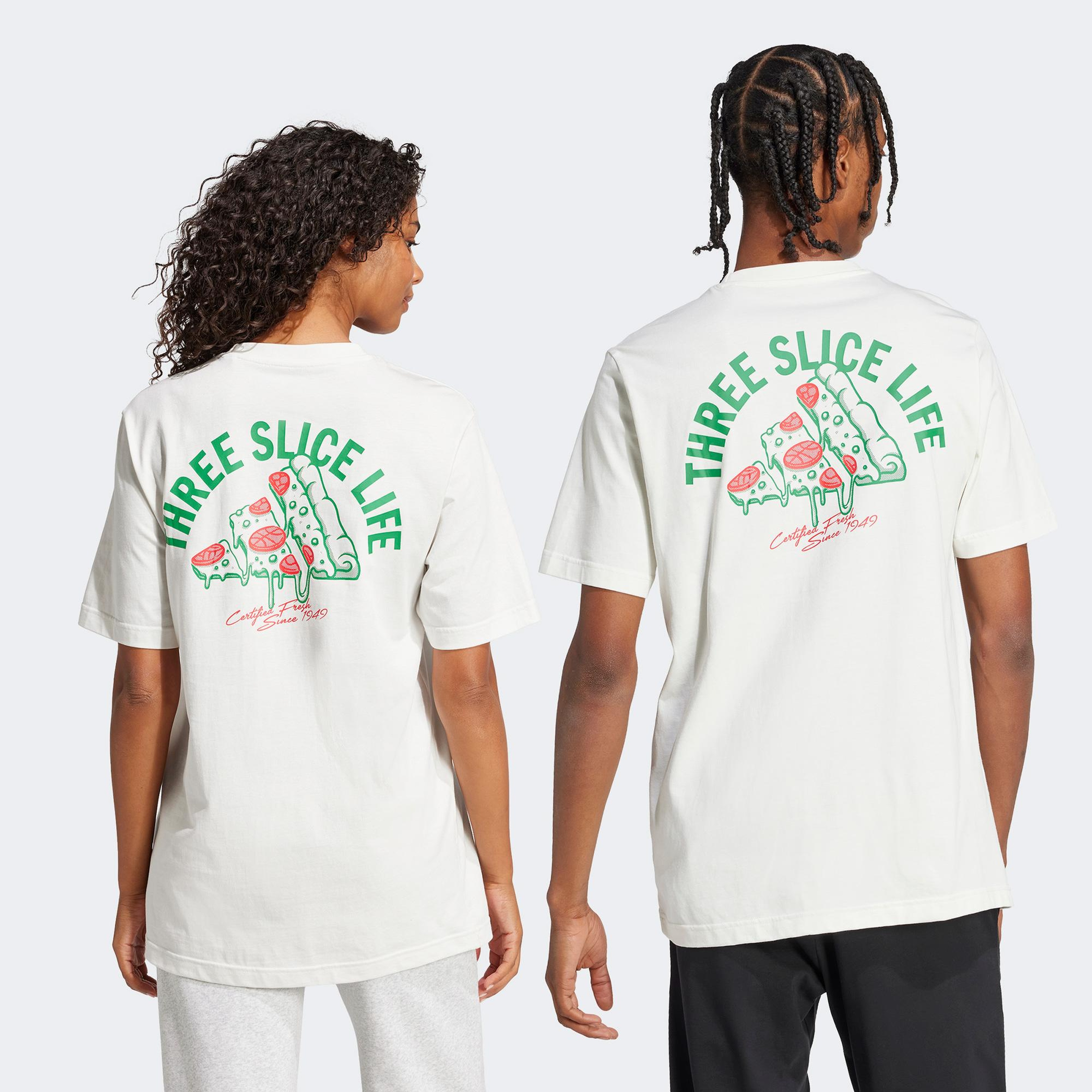 adidas Lounge Pizza Graphic Erkek Beyaz T-Shirt