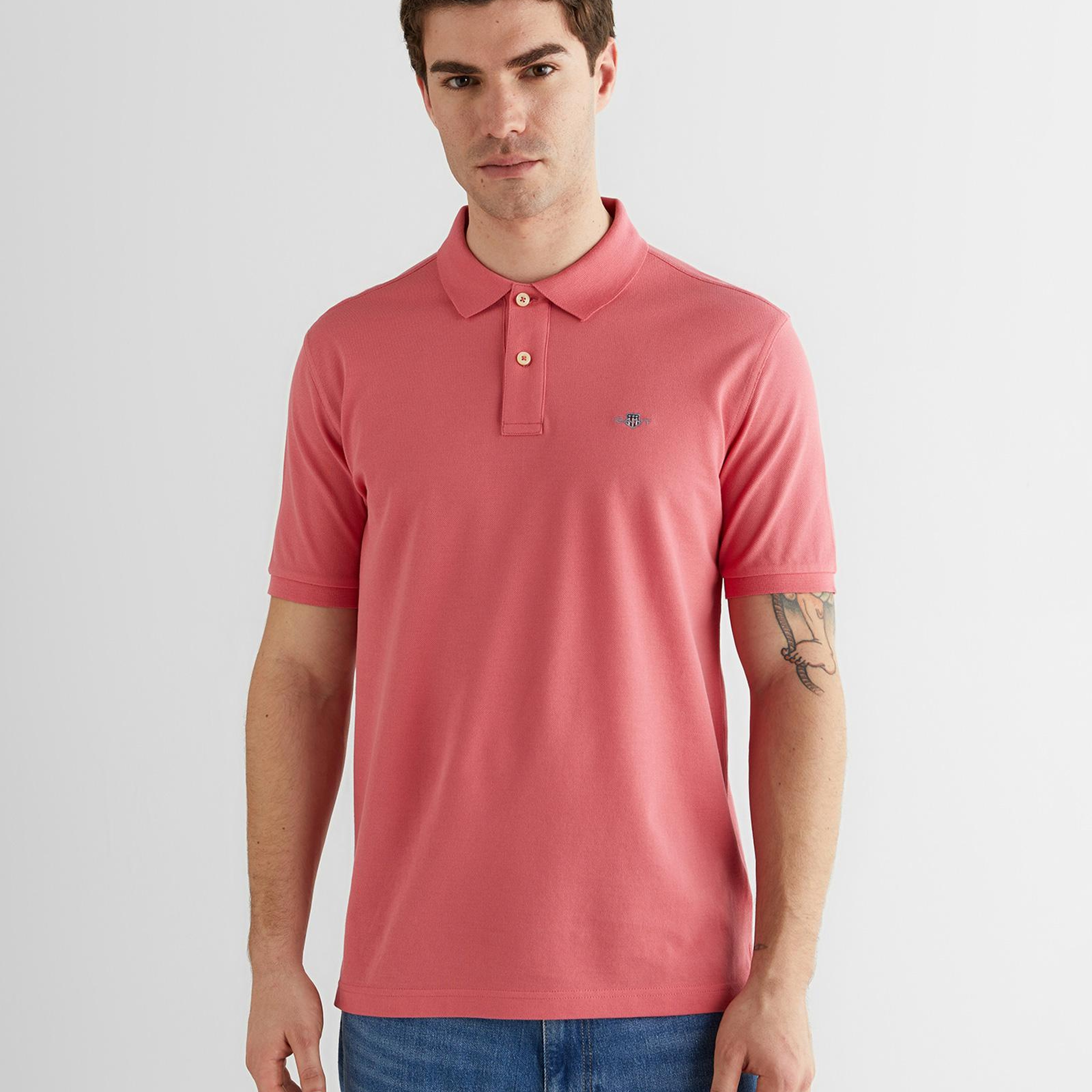 GANT Erkek Pembe Regular Fit Logolu Polo Yaka T-Shirt