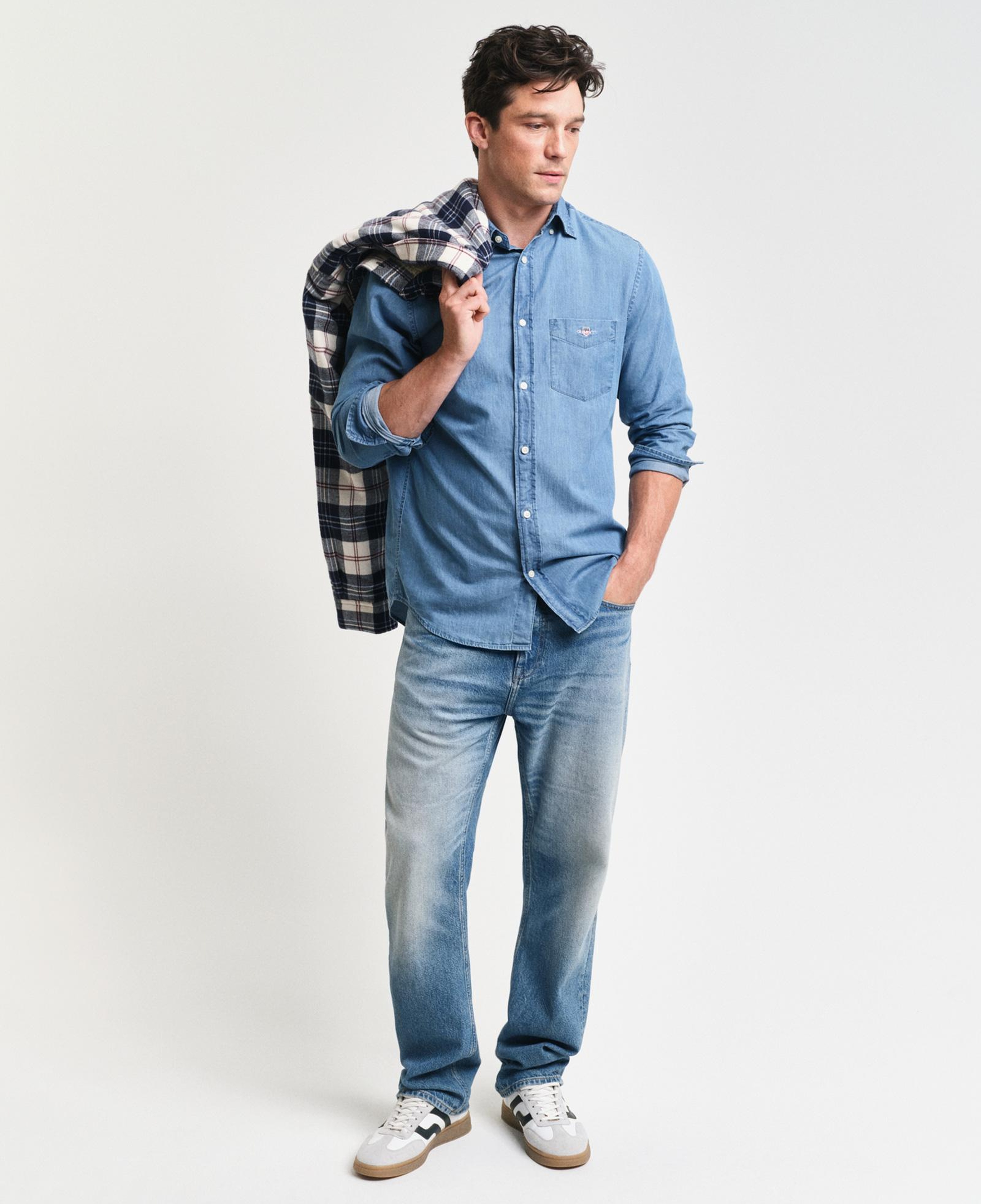 GANT Erkek Mavi Regular Fit Düğmeli Yaka Gömlek