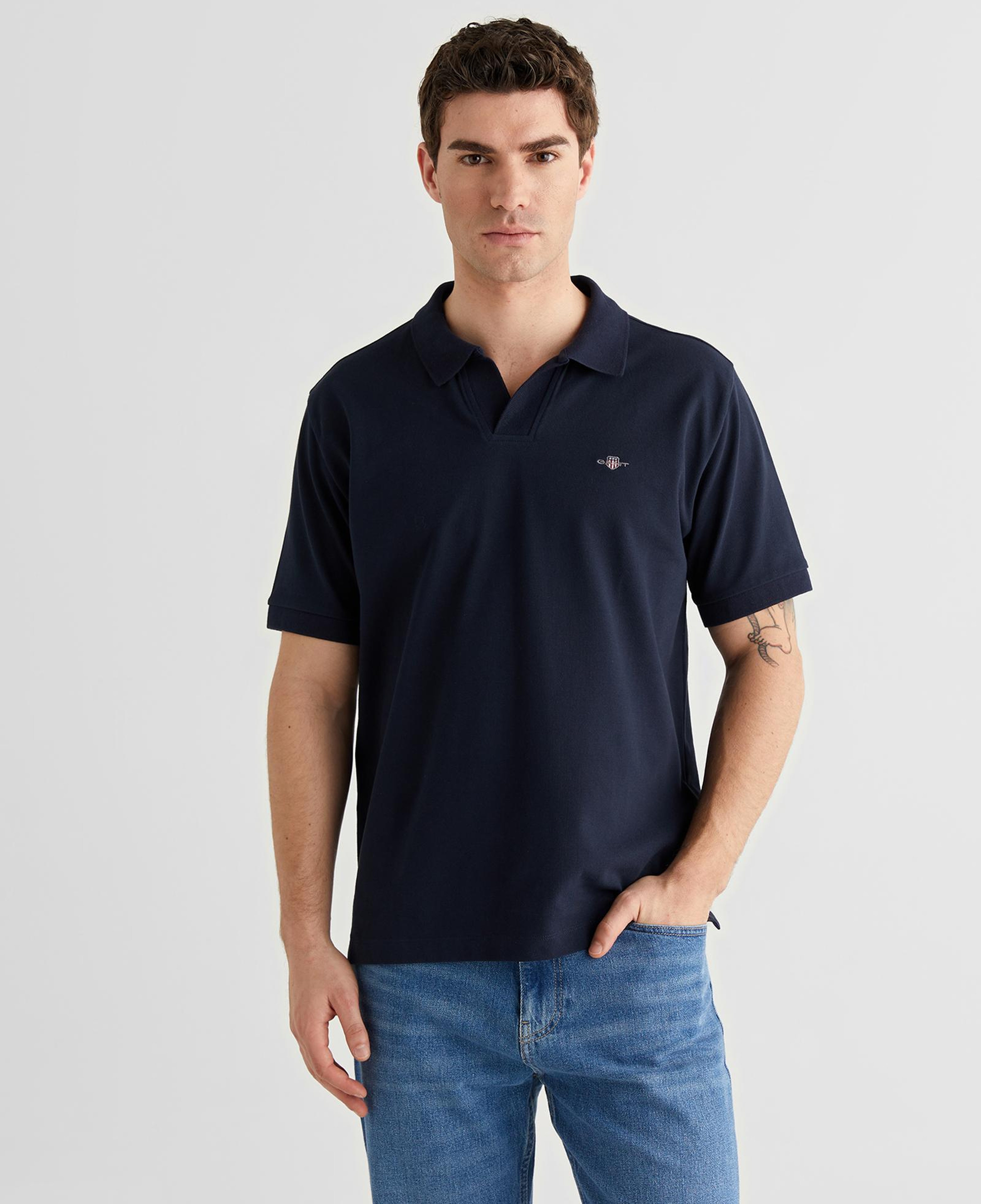 GANT Erkek Lacivert Regular Fit Logolu Polo Yaka T-Shirt