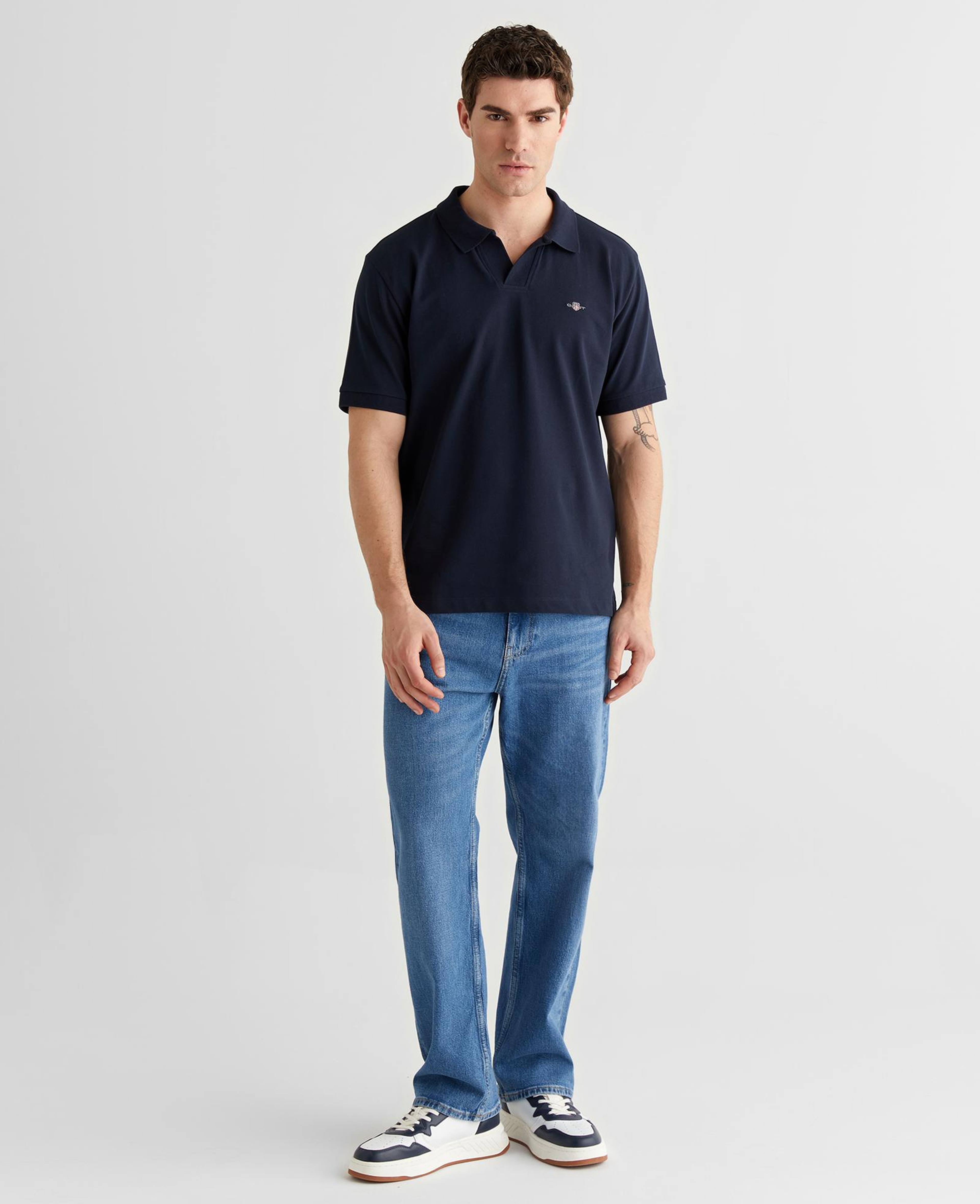 GANT Erkek Lacivert Regular Fit Logolu Polo Yaka T-Shirt