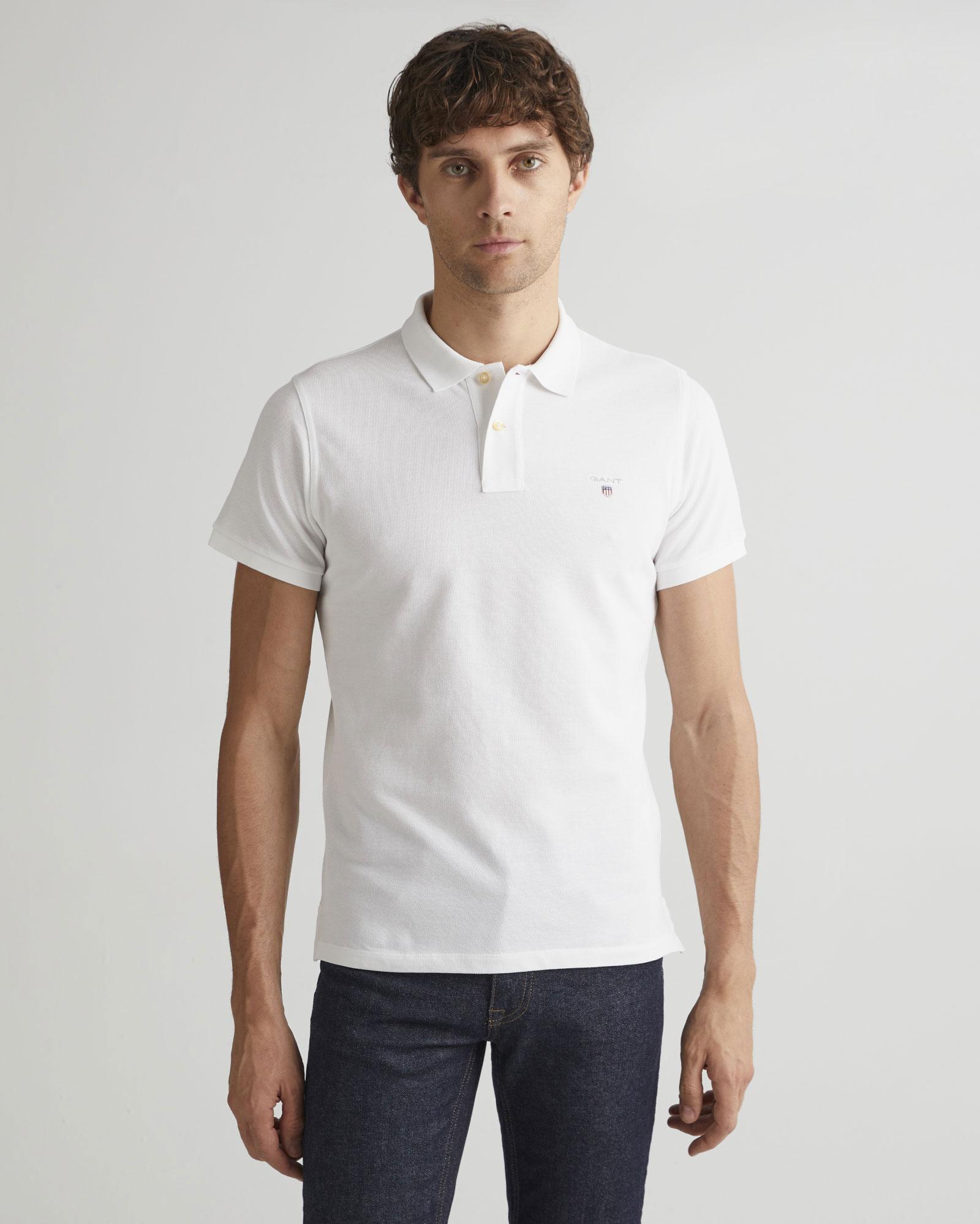 GANT Erkek Beyaz Regular Fit Polo