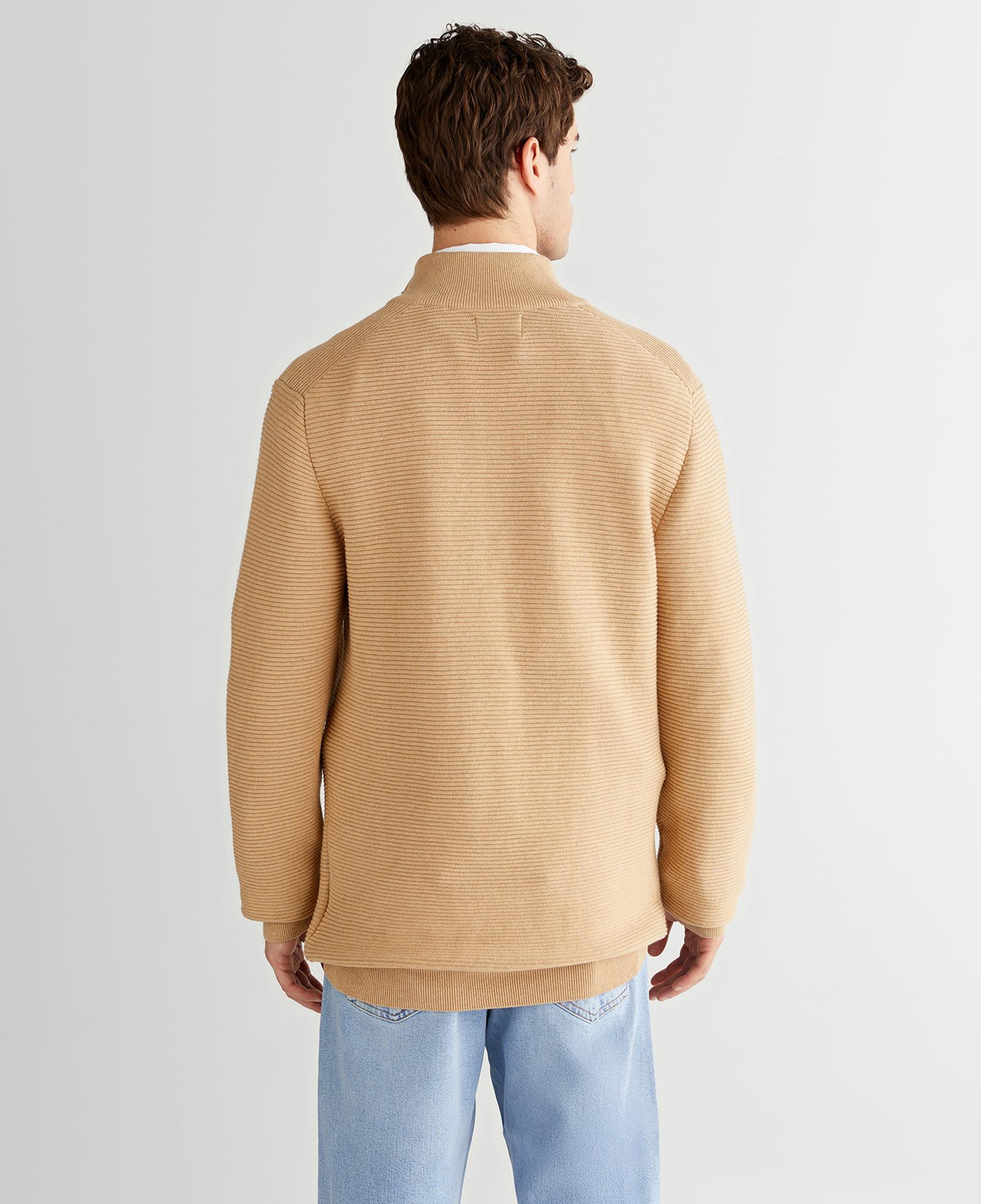 GANT Erkek Bej Regular Fit Yarım Fermuarlı Triko