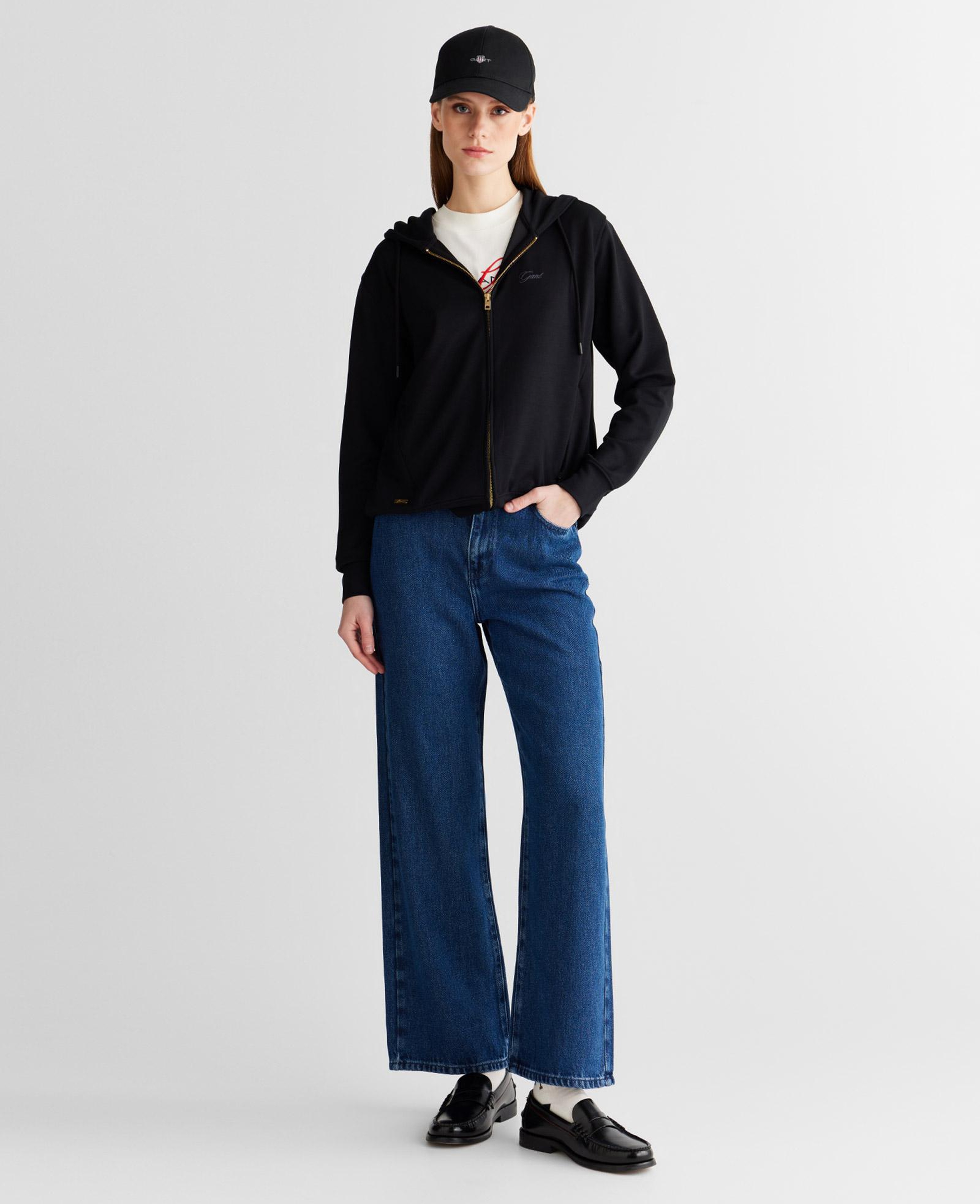 GANT Kadın Siyah Regular Fit Fermuarlı Sweatshirt