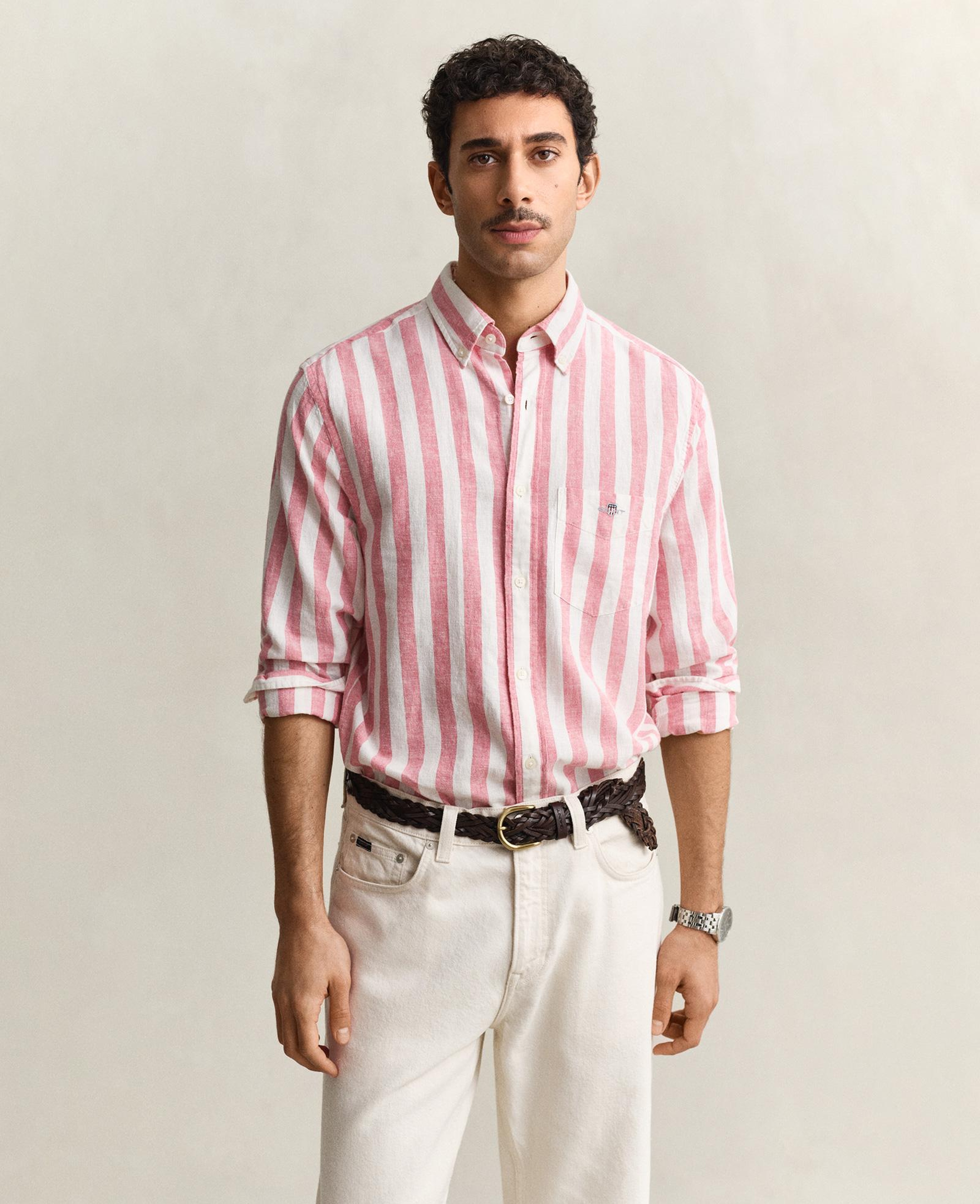 GANT Erkek Pembe Regular Fit Çizgili Logolu Gömlek