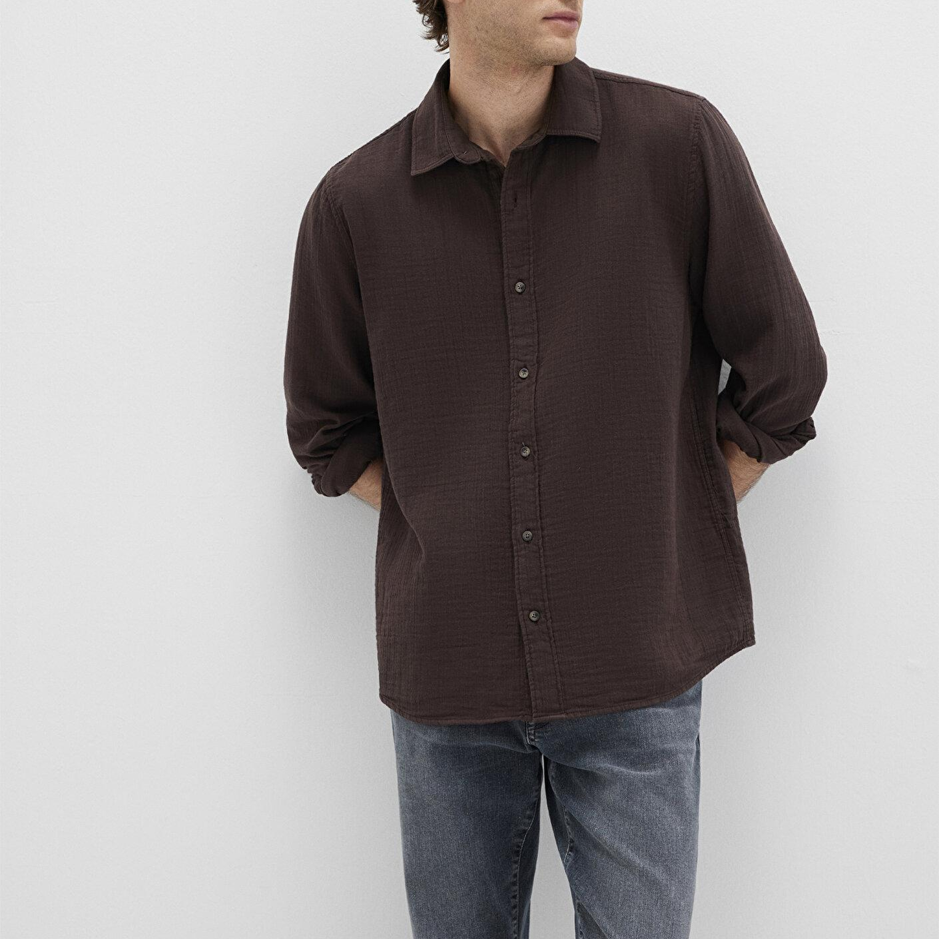 Mavi Kahverengi Gömlek Regular Fit / Normal Kesim 0211518-87537