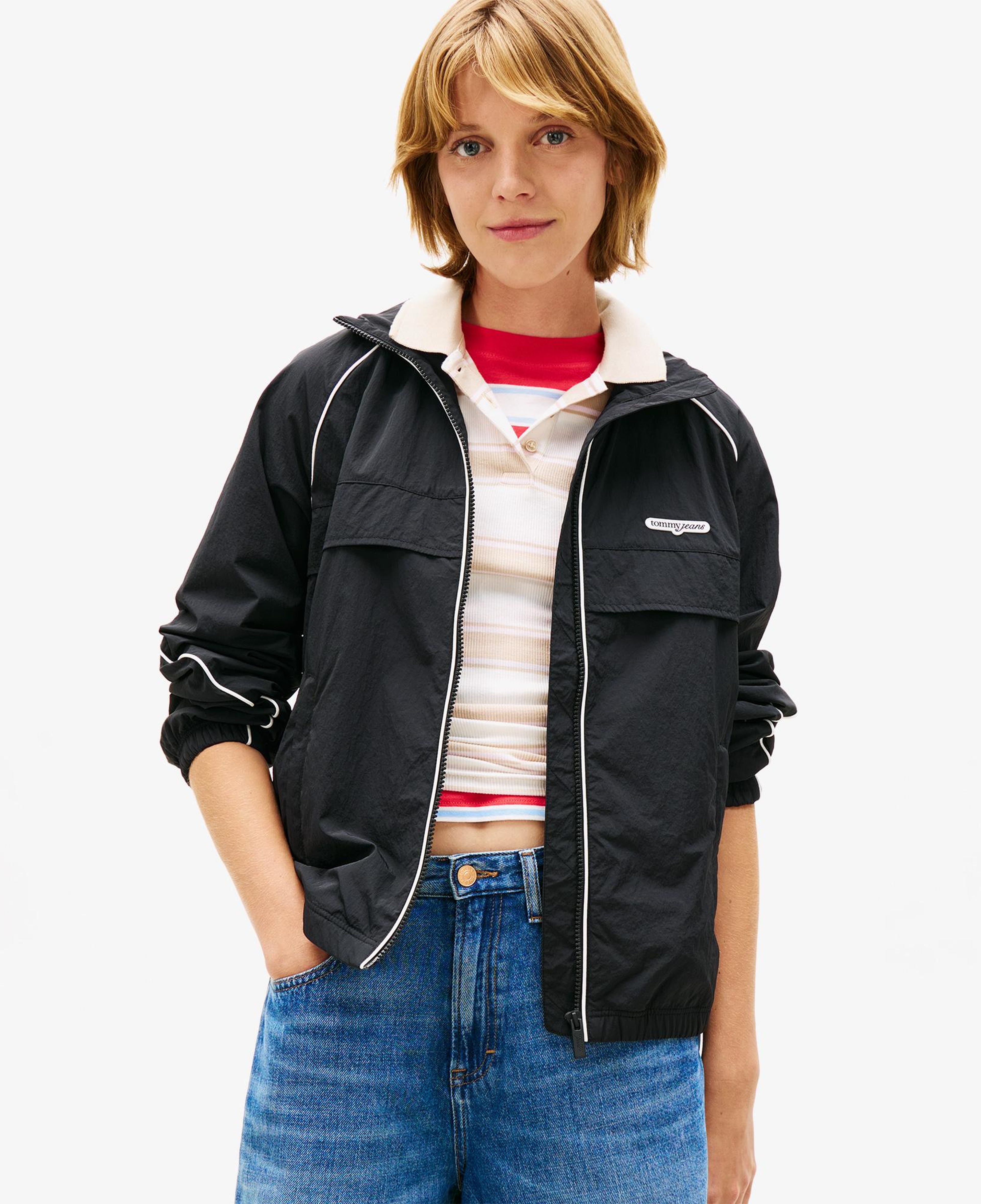 Tommy Hilfiger Piping Nylon Track Kadın Siyah Ceket