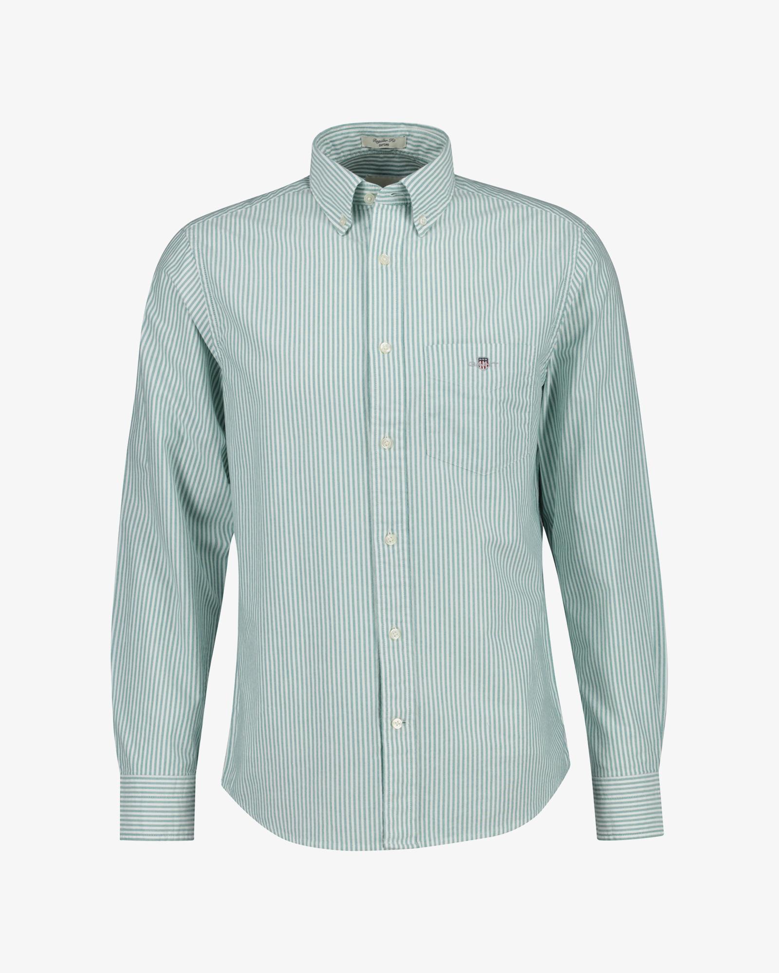 GANT Erkek Yeşil Regular Fit Çizgili Logolu Gömlek