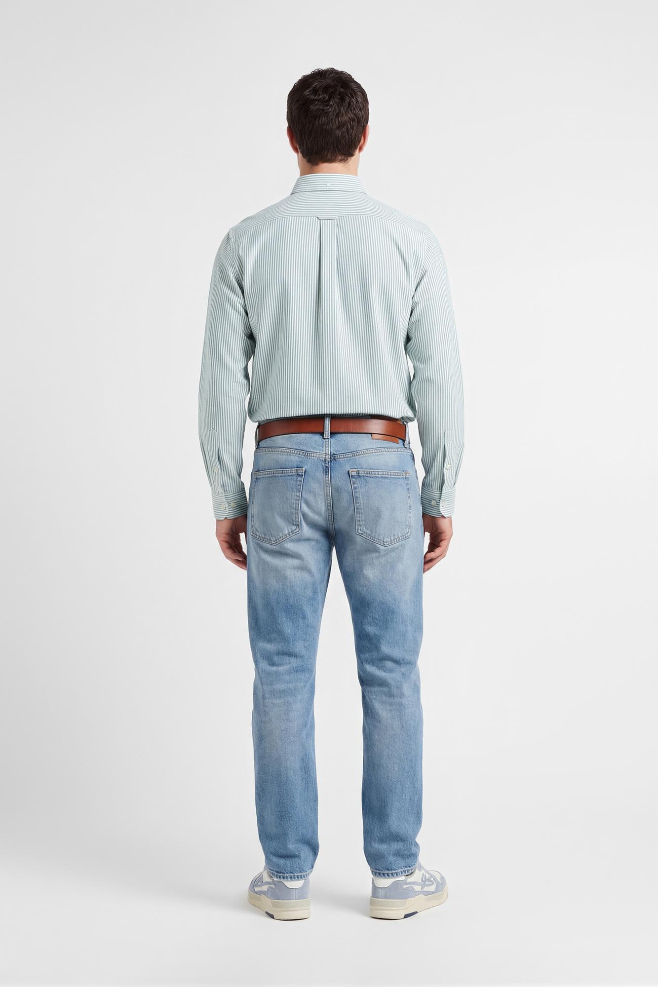 GANT Erkek Yeşil Regular Fit Çizgili Logolu Gömlek