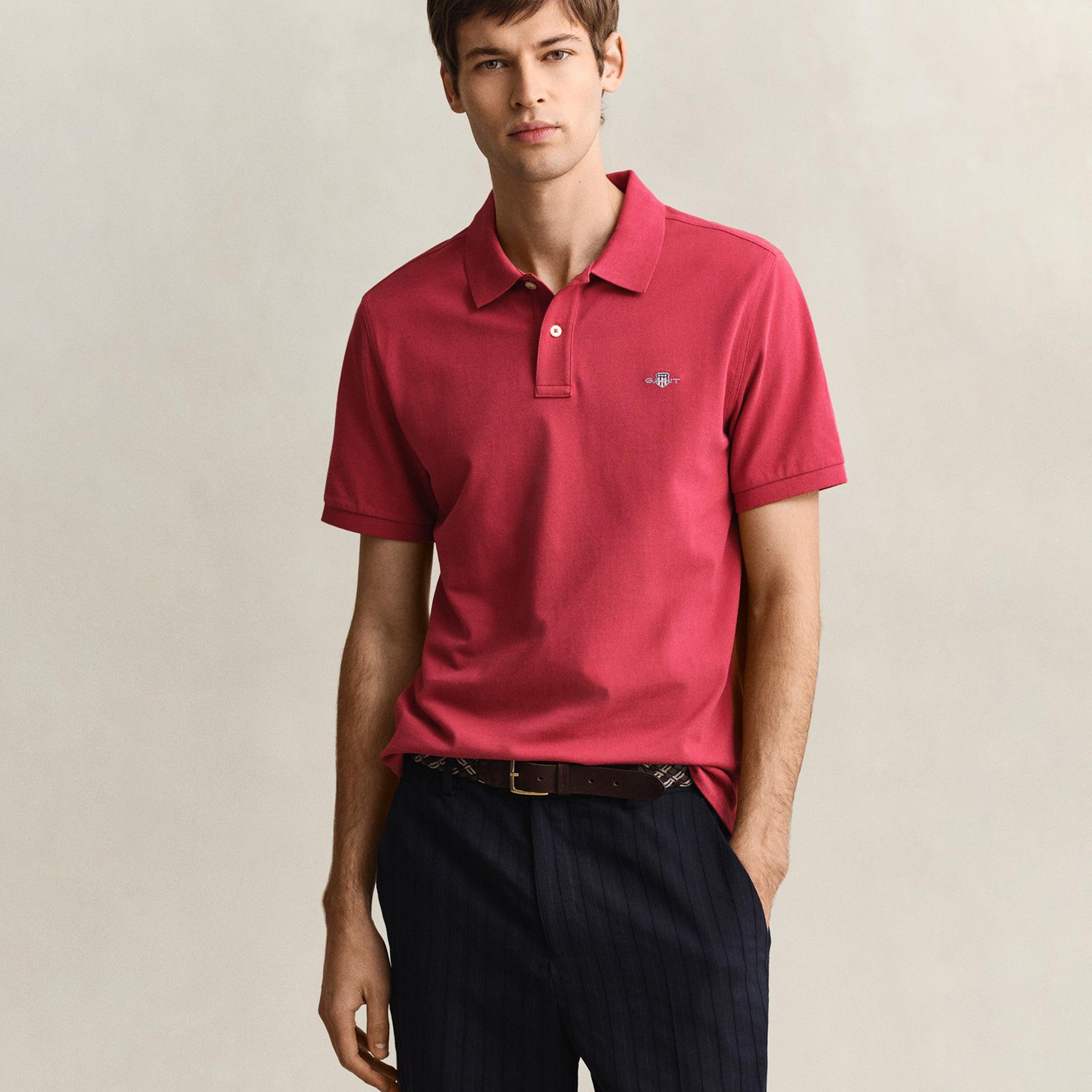 GANT Erkek Kırmızı Regular Fit Logolu Polo Yaka T-Shirt