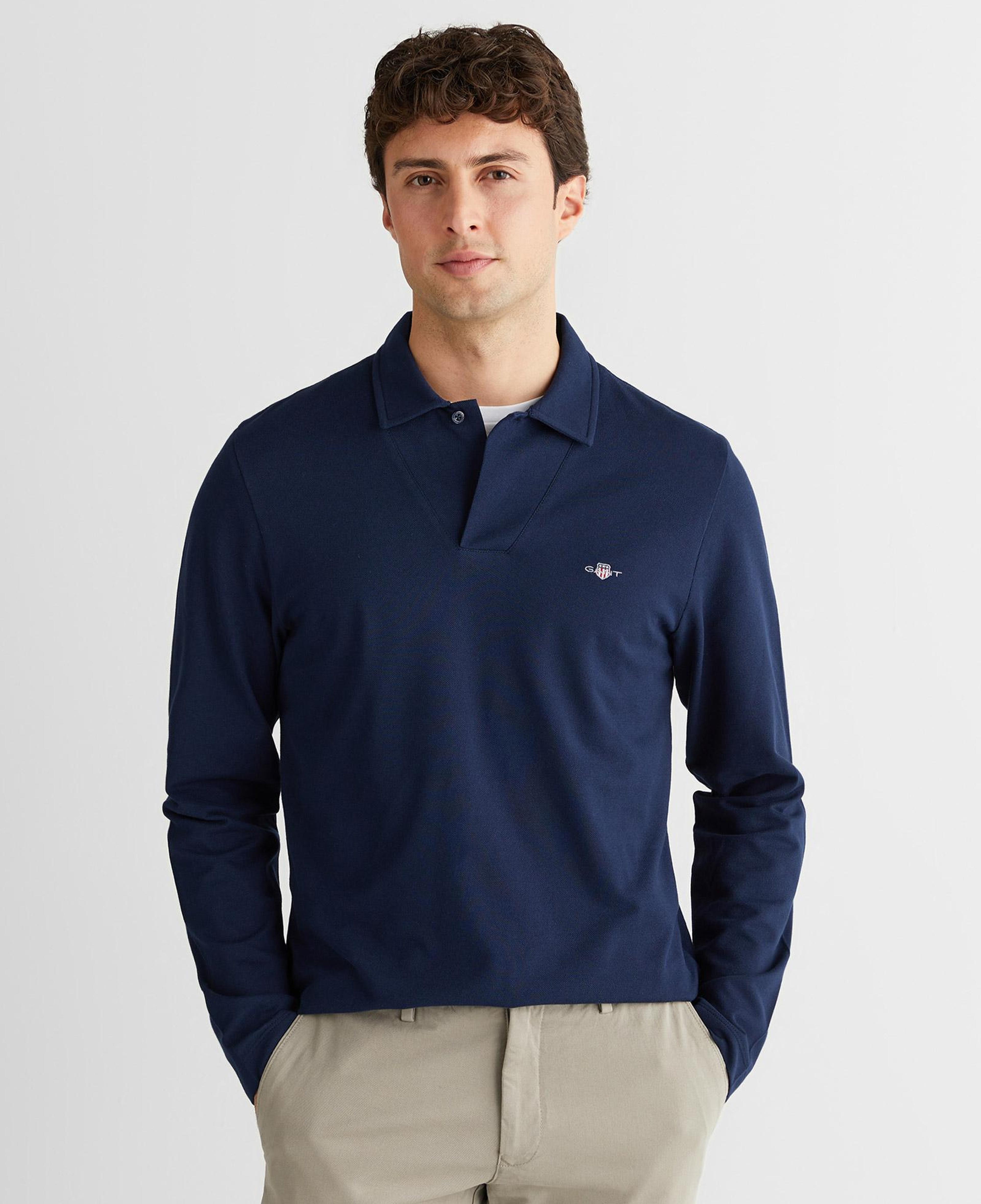 GANT Erkek Lacivert Slim Fit V Yaka Polo