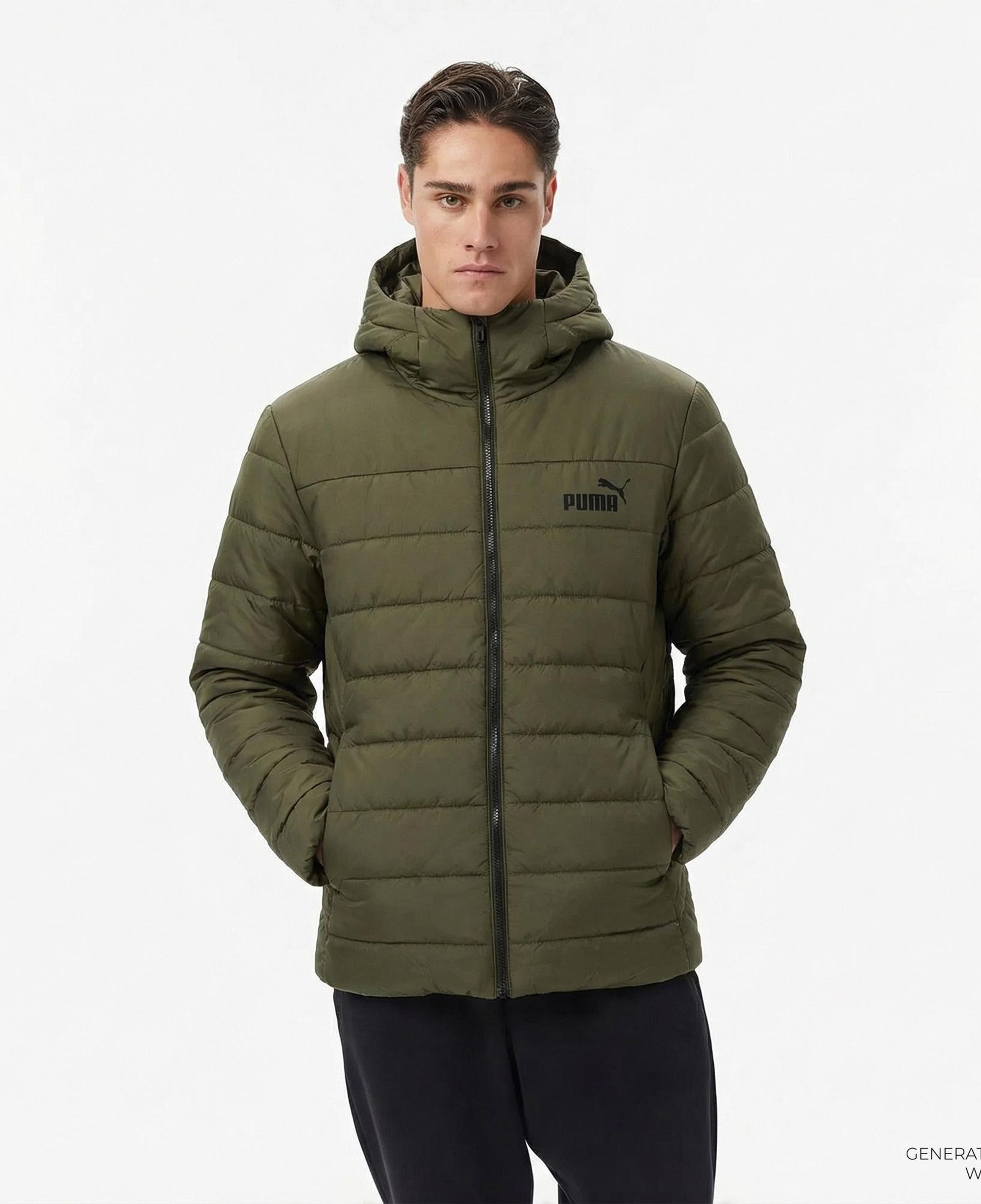 Puma Essentials Hooded Padded Erkek Yeşil Outdoor Mont