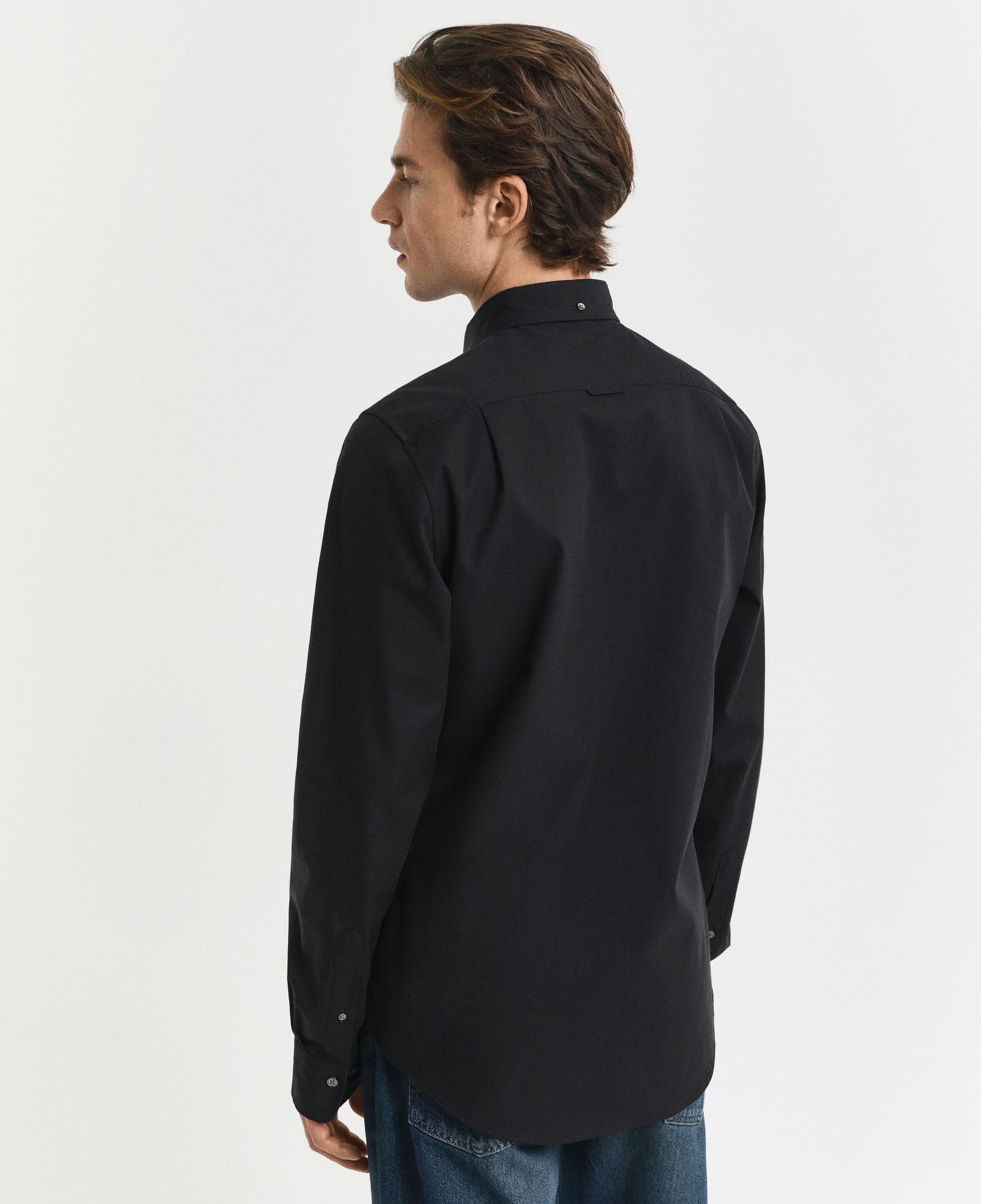 GANT Erkek Siyah Slim Fit Düğmeli Yaka Oxford Gömlek