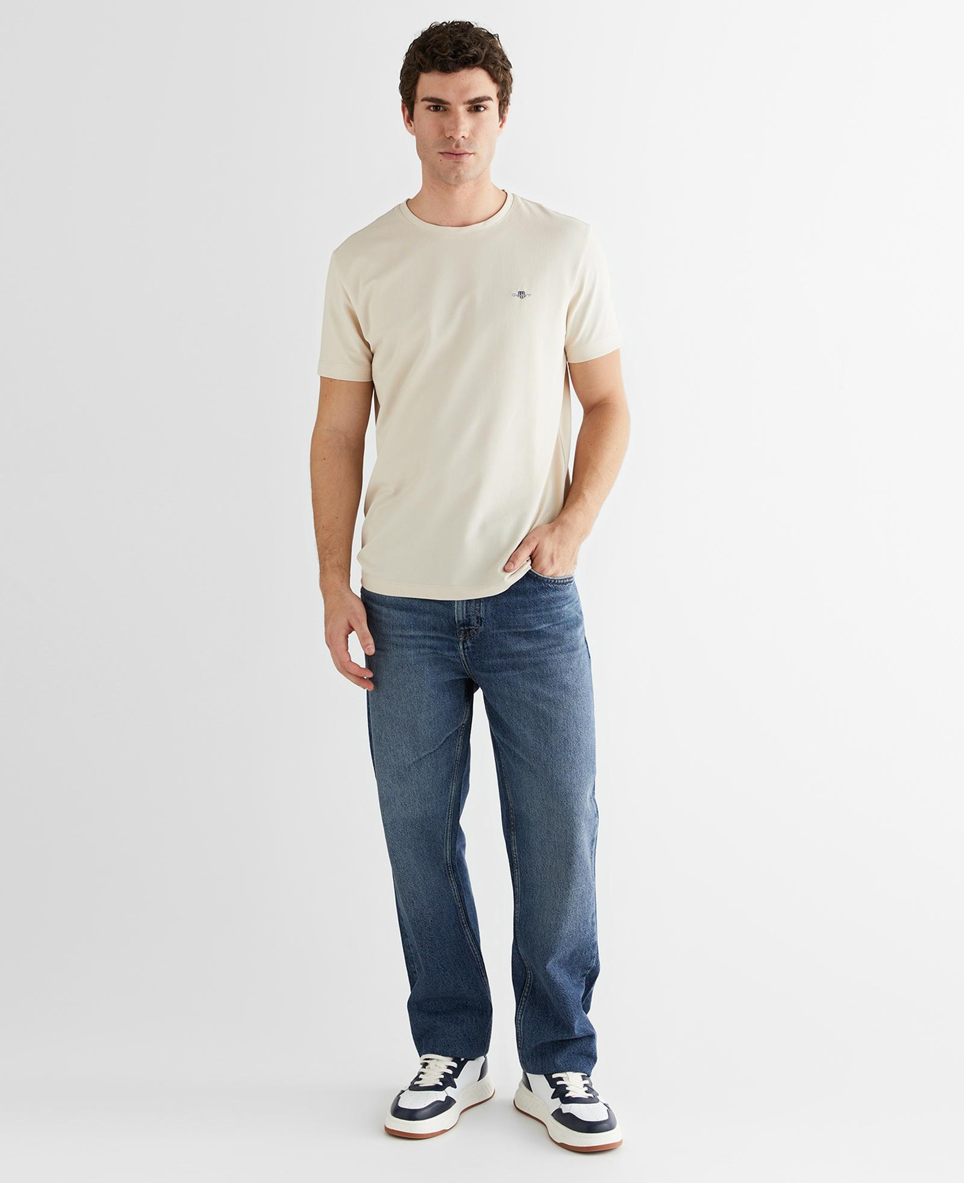GANT Erkek Bej Regular Fit Bisiklet Yaka T-Shirt