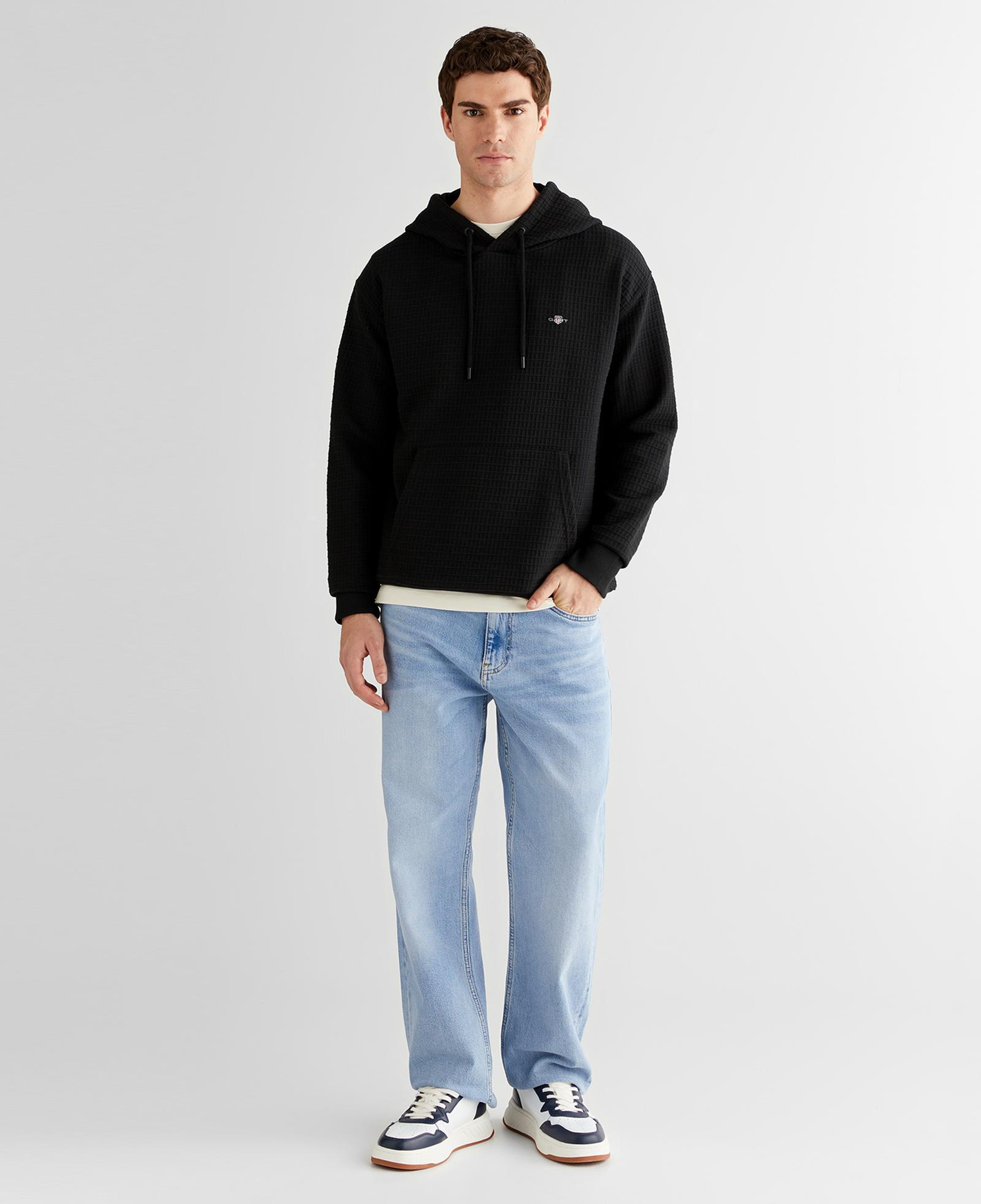 GANT Erkek Siyah Regular Fit Kapüşonlu Sweatshirt