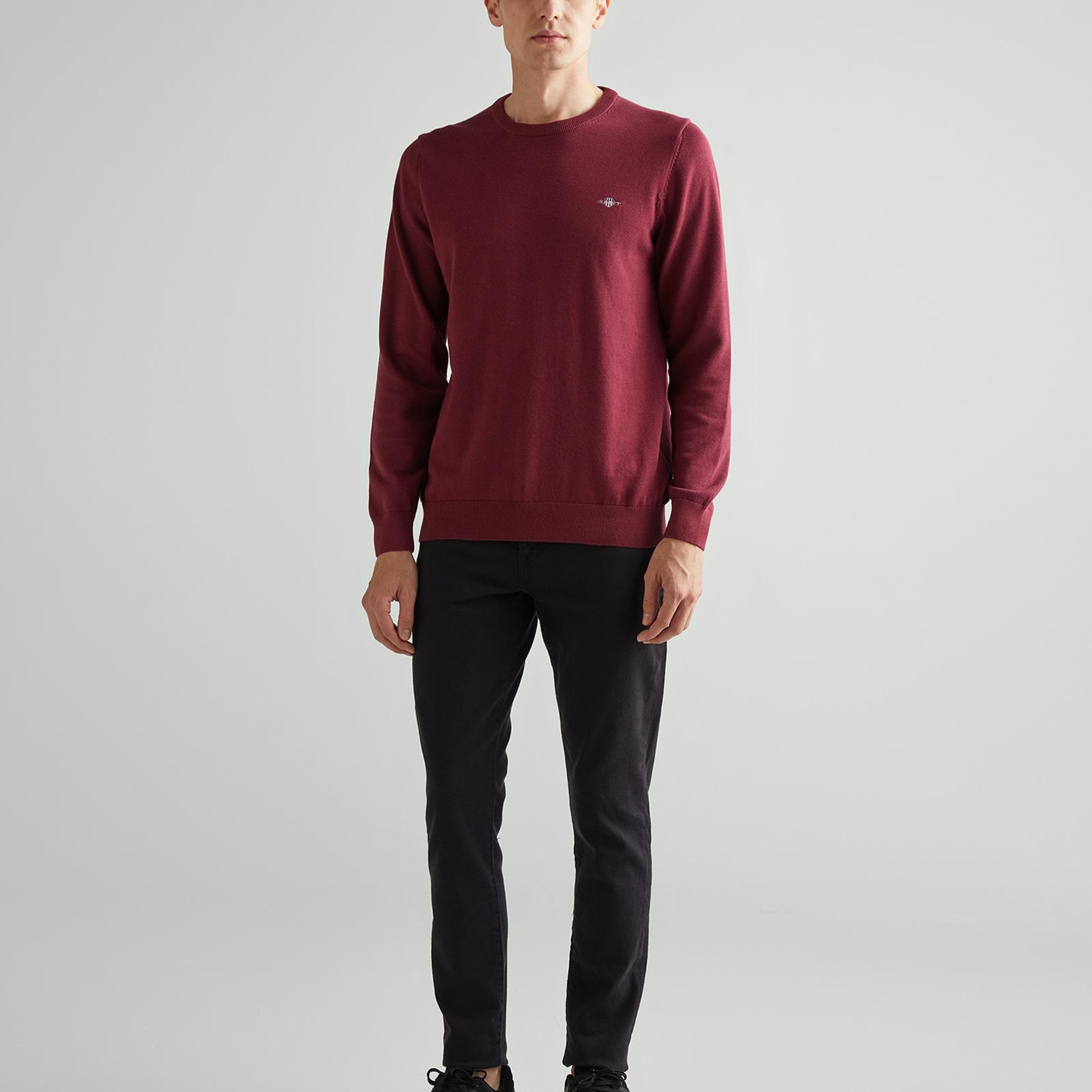 GANT Erkek Bordo Regular Fit Bisiklet Yaka Kazak