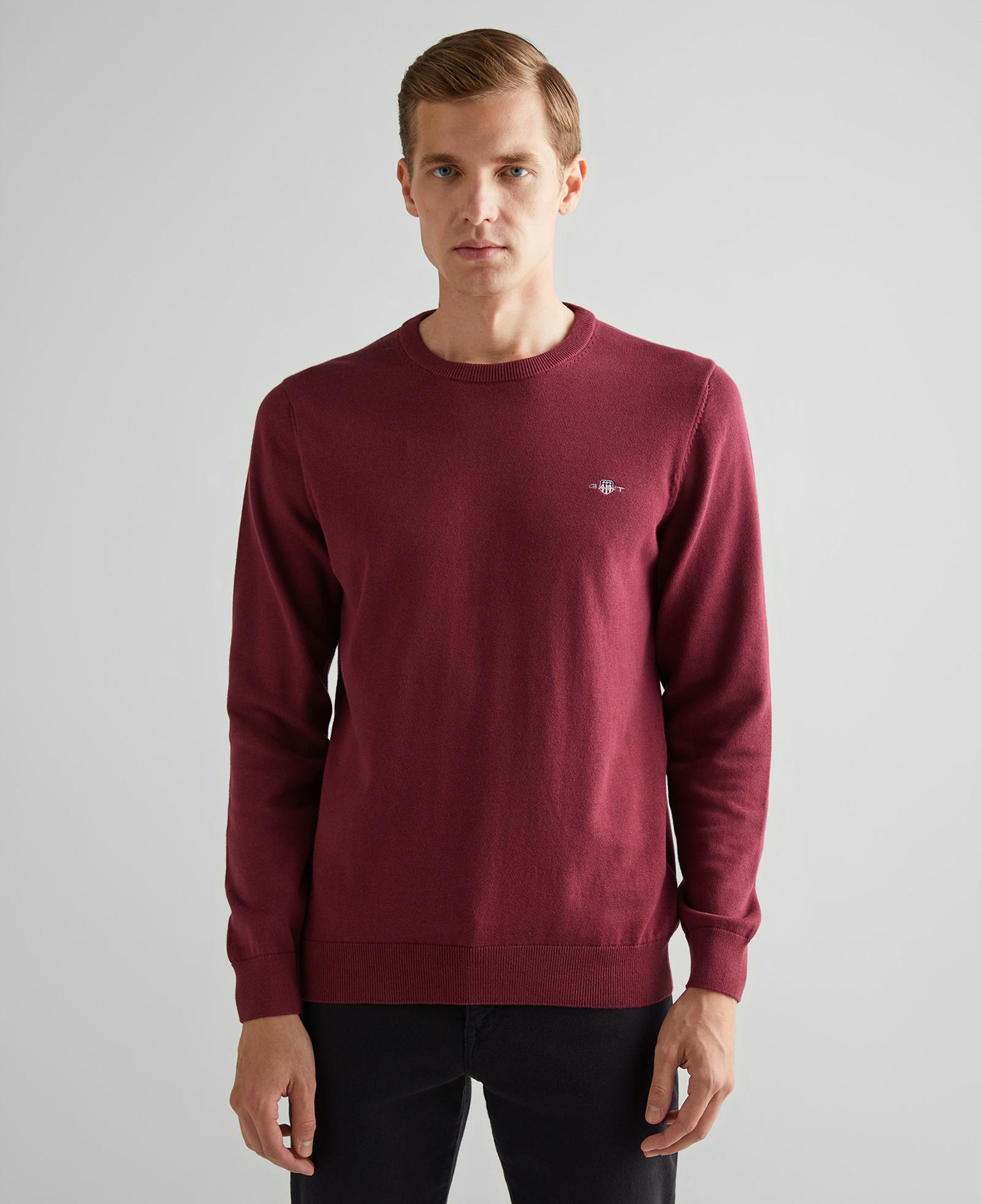 GANT Erkek Bordo Regular Fit Bisiklet Yaka Kazak