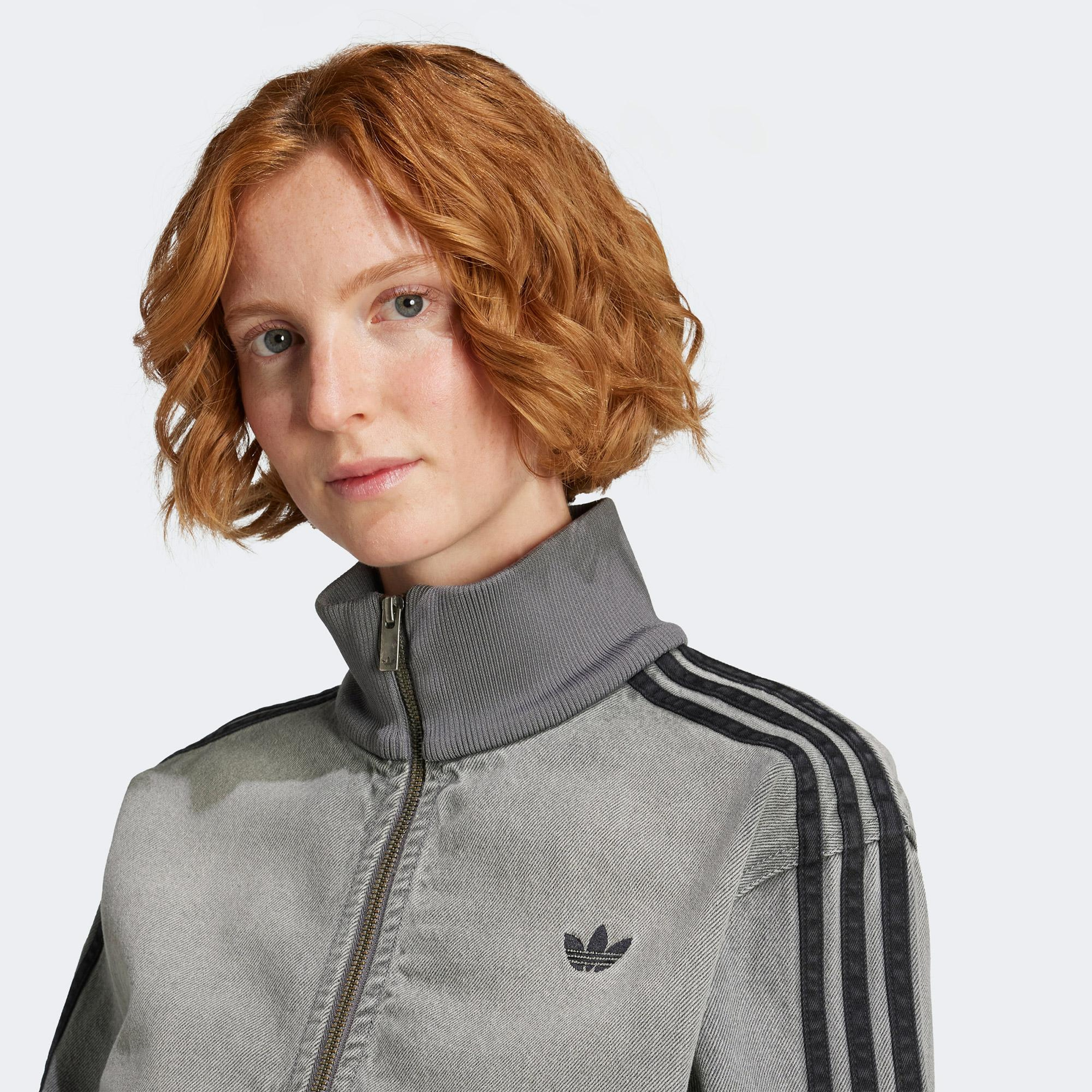 adidas Adicolor Denim Kadın Gri Kot Hırka