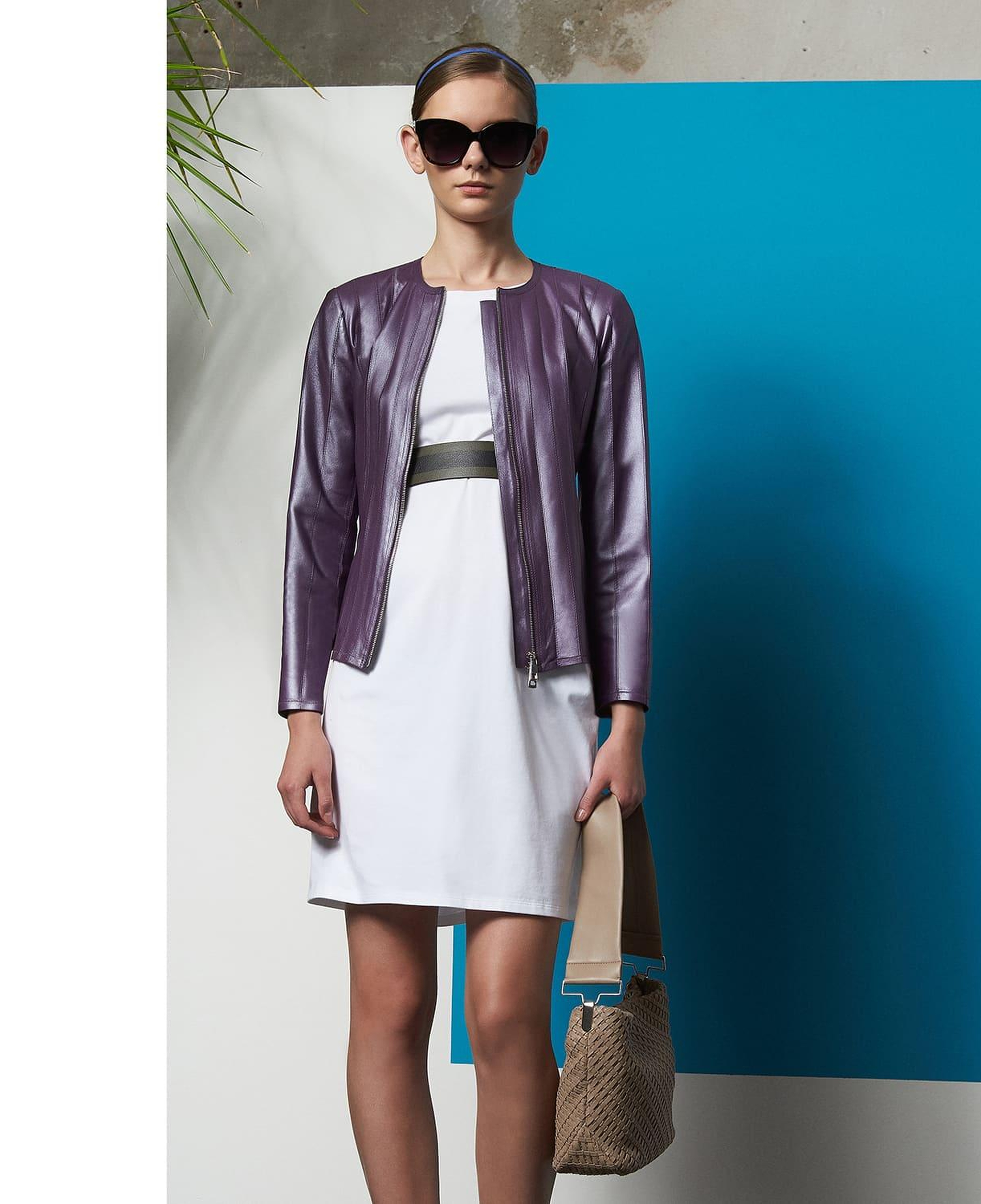 Deundria Kadın Fit Panelli Deri Ceket