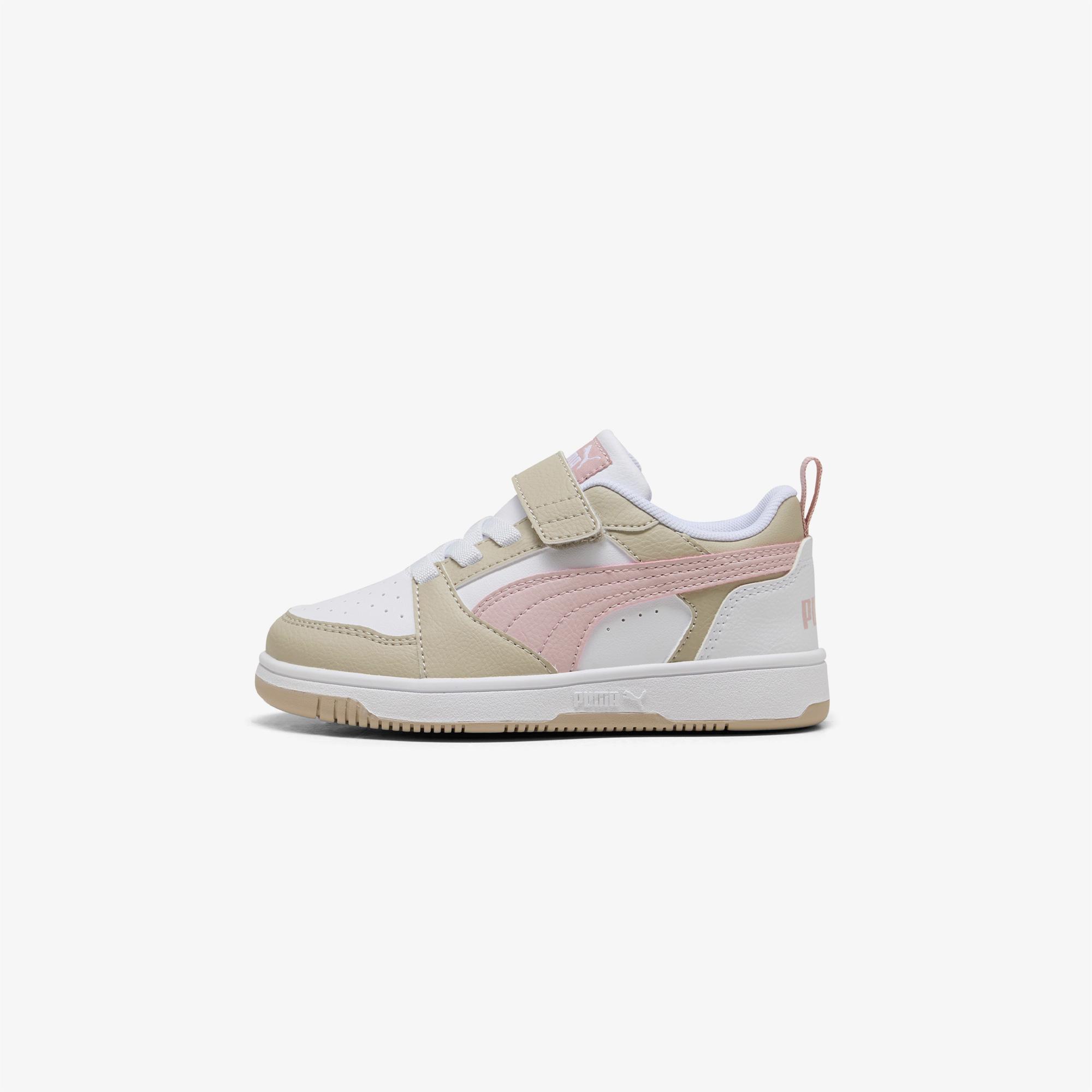 Puma Rebound V6 Low Çocuk Krem/Pembe Spor Ayakkabı